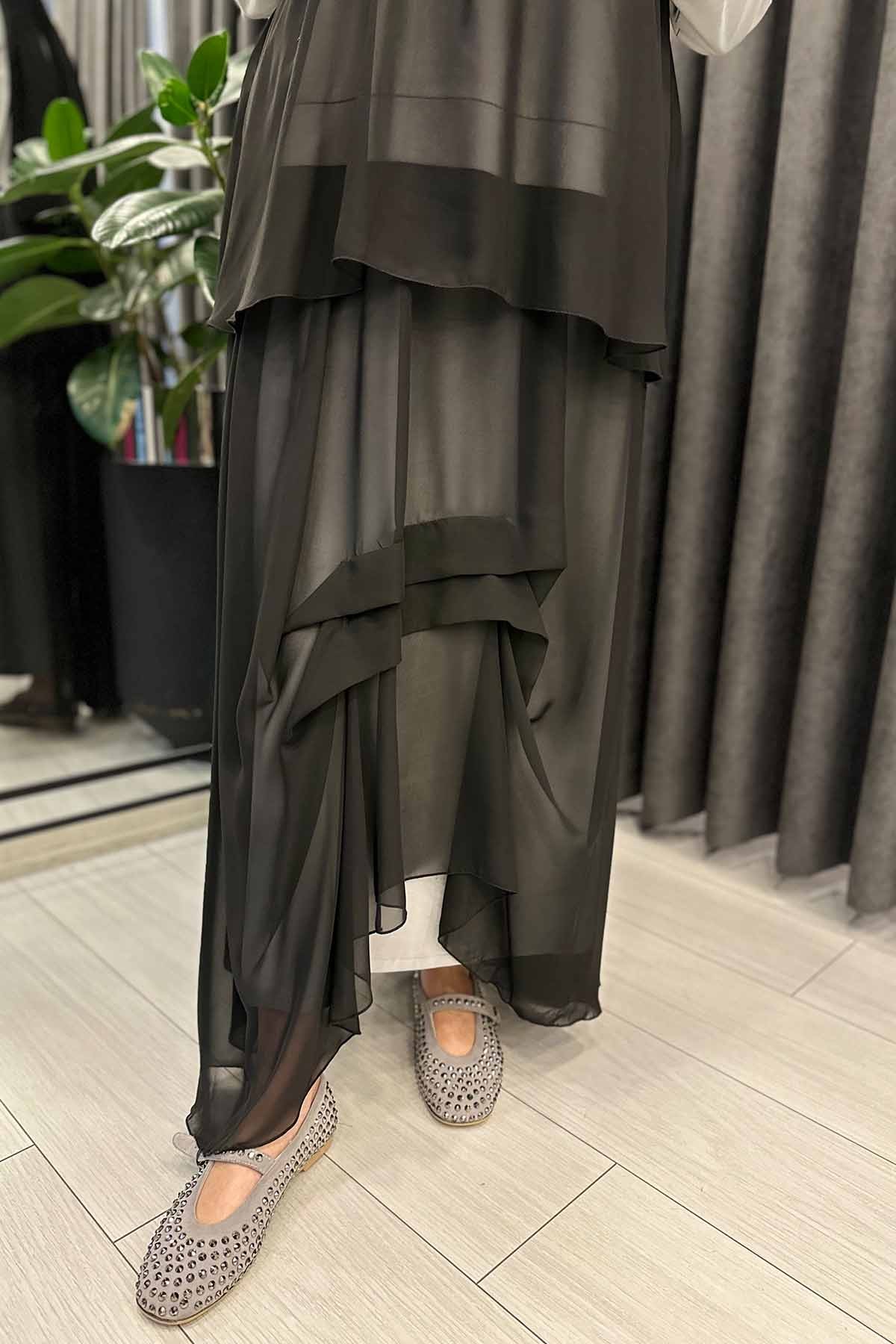 ŞİFON DETAYLI ZİCİR DETAYLI BAMBU ETEKLİ TAKIM