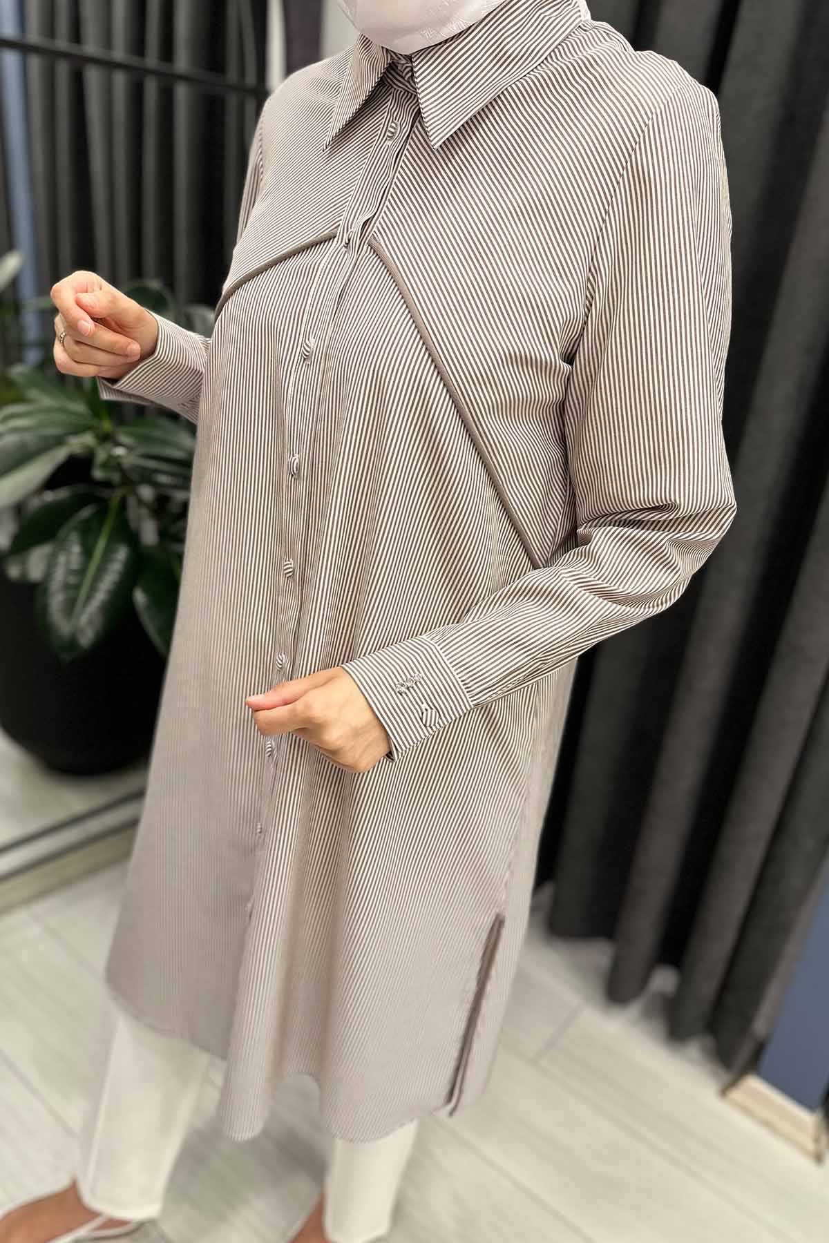 TRİKO GARNİLİ RAHAT KESİM GÖMLEK