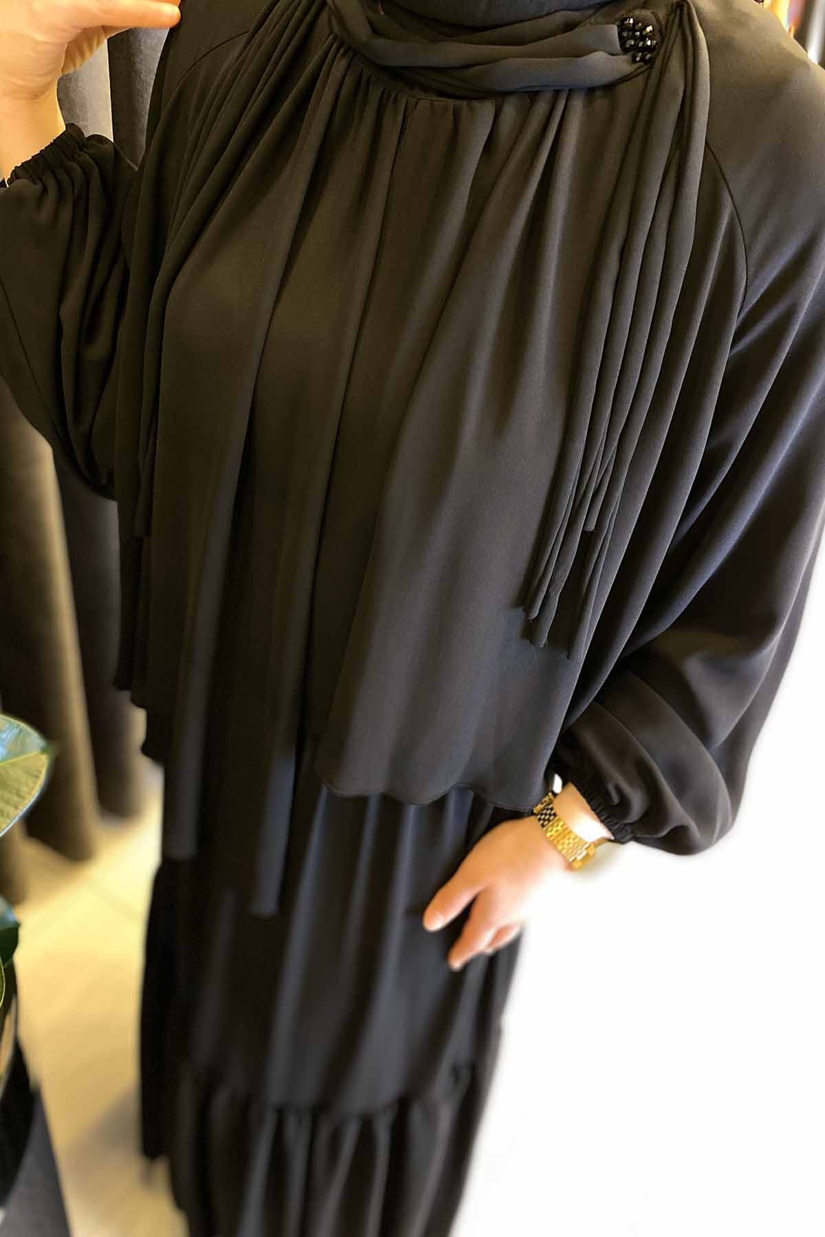 ÜSTÜ BOLERO VE TAŞ DETAY ŞİFON ELBİSE