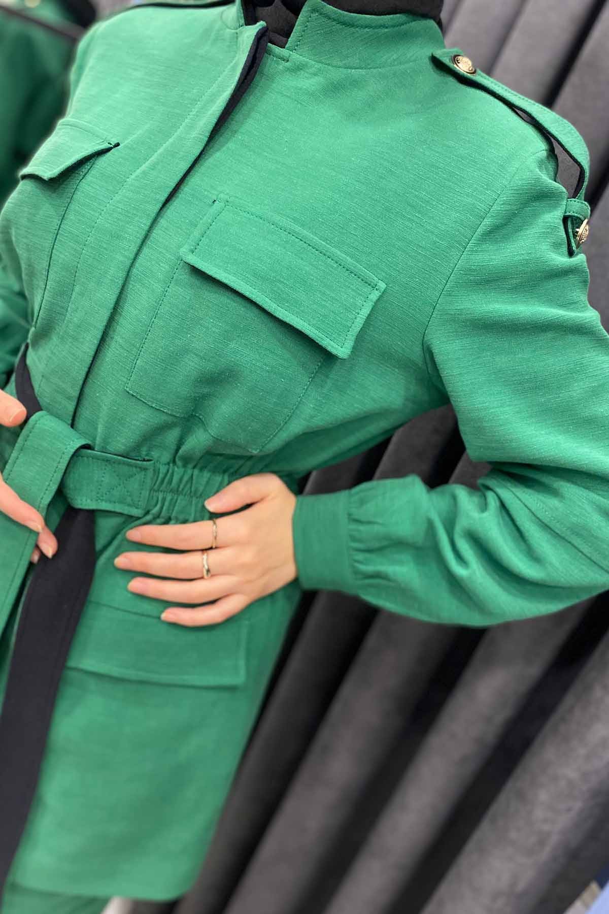 KUŞAK DETAYLI CEKET