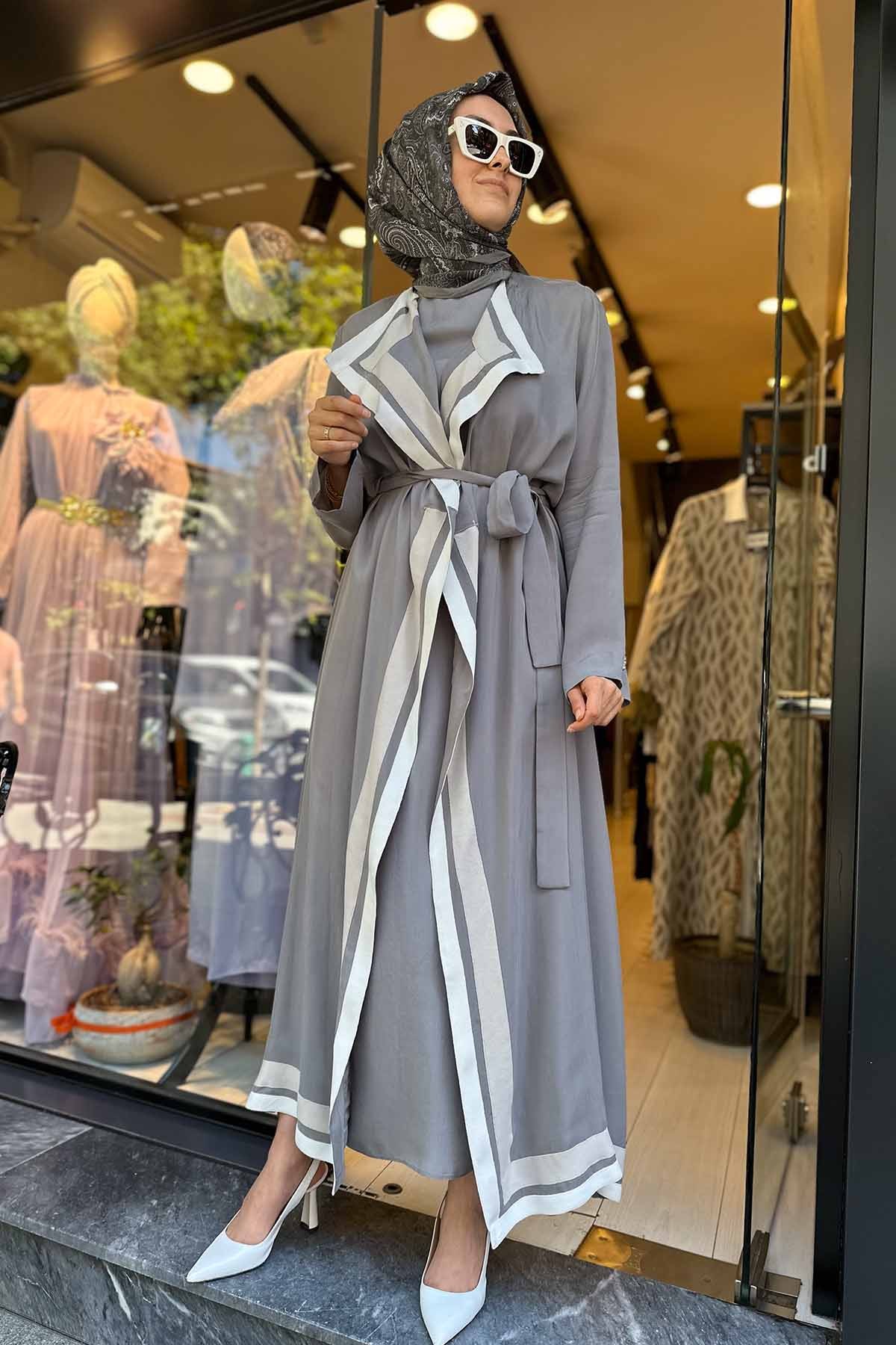 TRİKO TİKTAKLI CUPRA KAFTAN