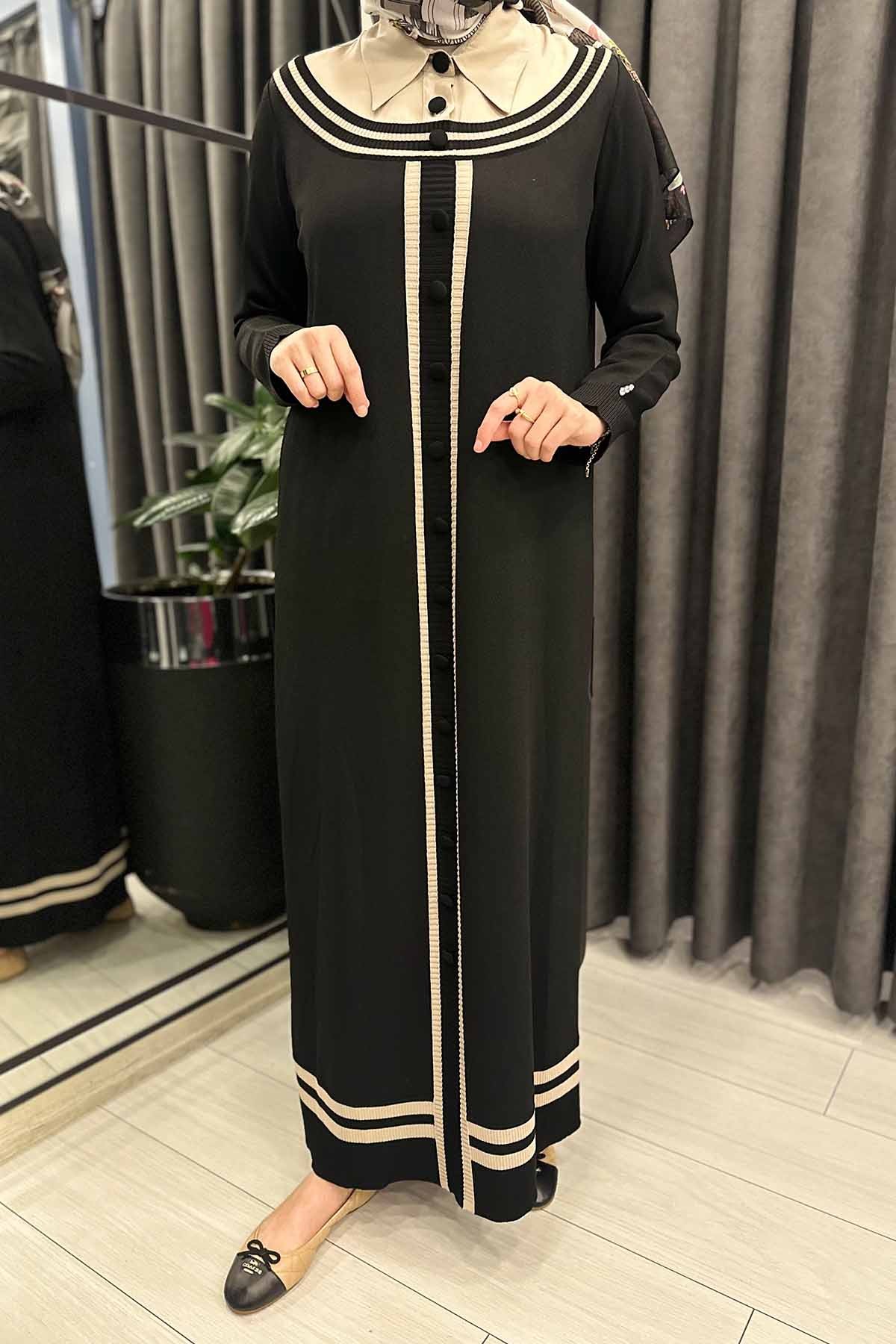 POPLİN GÖMLEK YAKA DETAYLI TRİKO ELBİSE