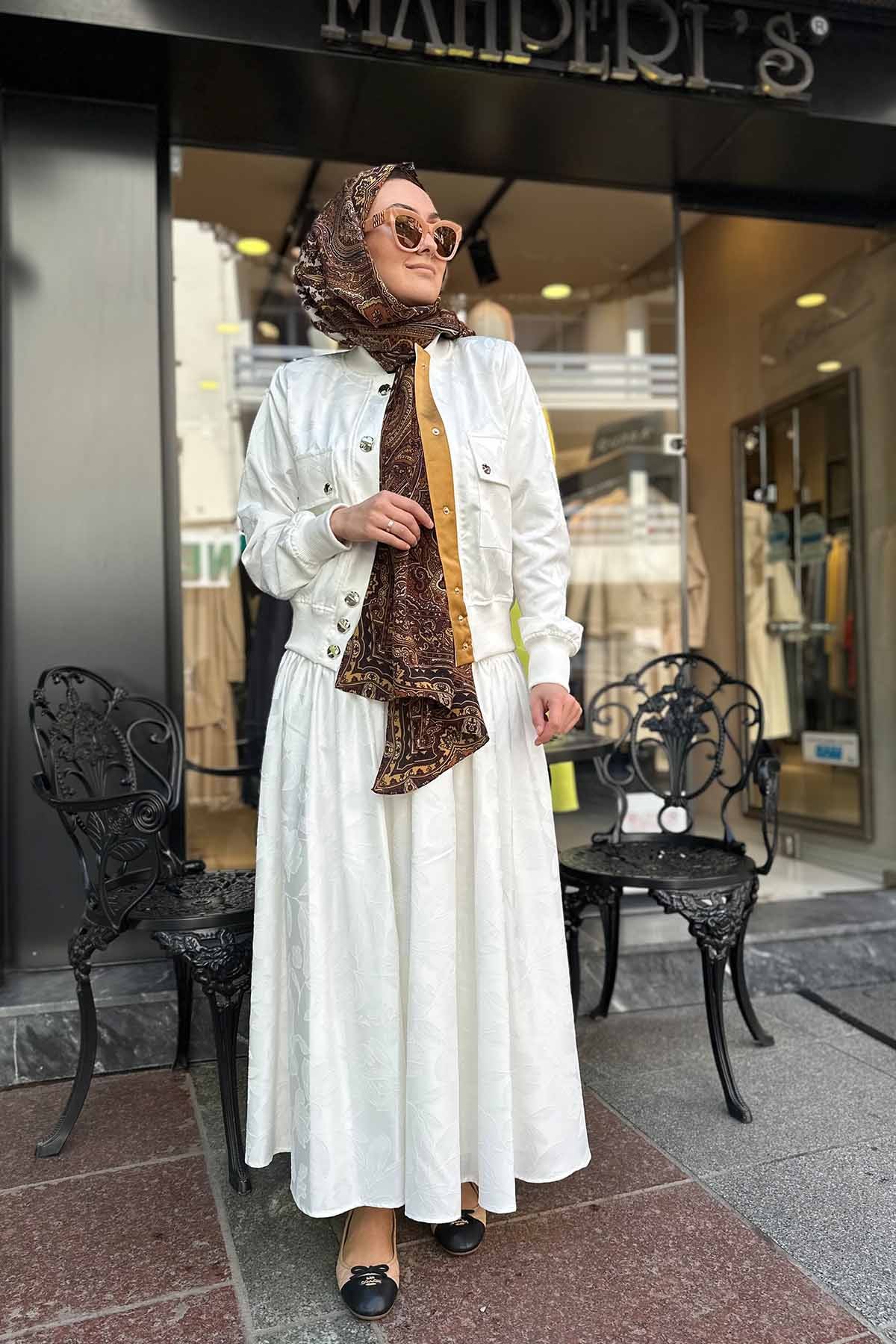 ÇİÇEK BASKILI BOMBER CEKET