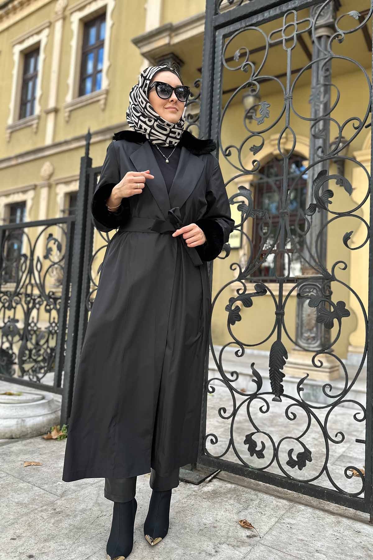 KÜRKLÜ TRİKO ASTARLI TRENÇKOT