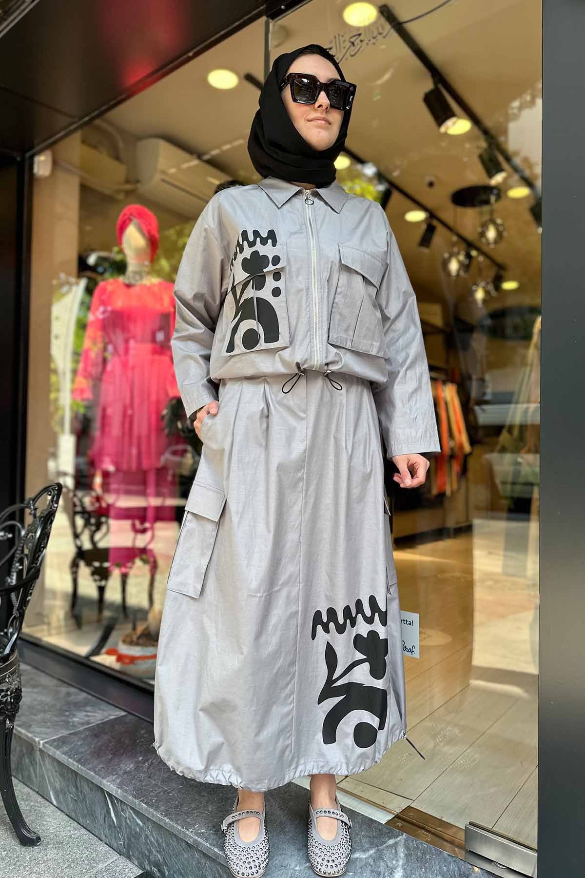 BASKILI BOMBER CEKETLİ ETEKLİ TESİ TAKIM