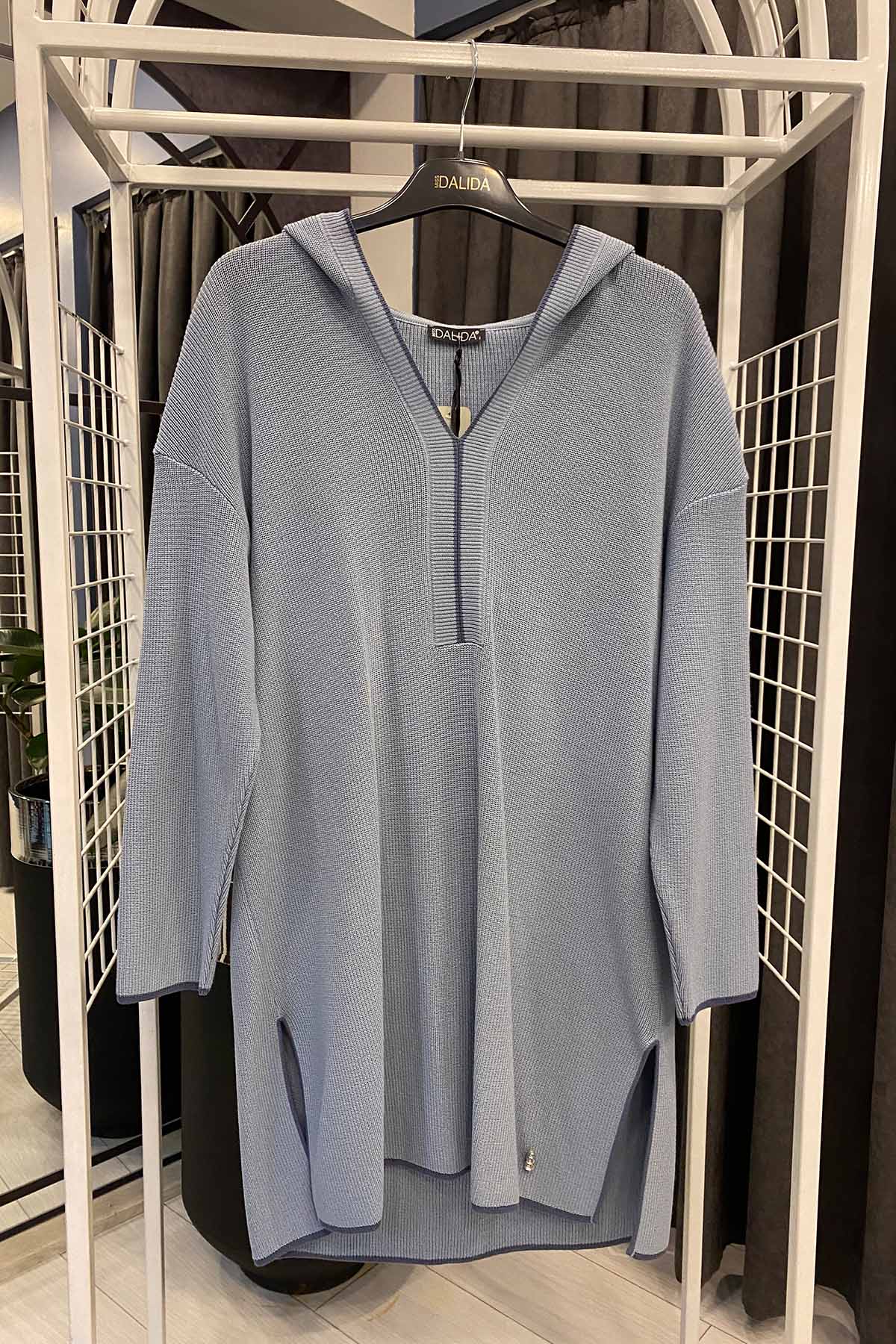 SELANİK ÖRGÜ KAPİŞONLU TUNİK