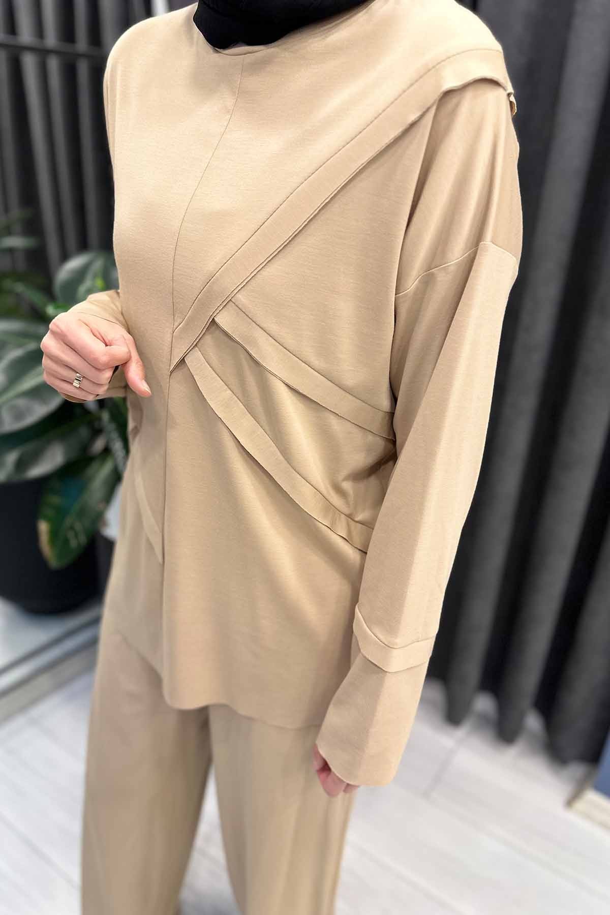 GARNİLİ PİS DİKİŞ PANTOLONLU BAMBU TAKIM