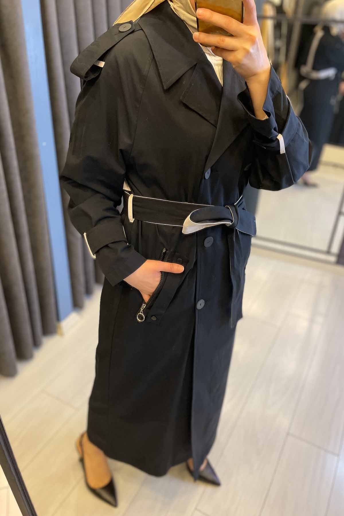 GARNİ DETAYLI TRENÇKOT