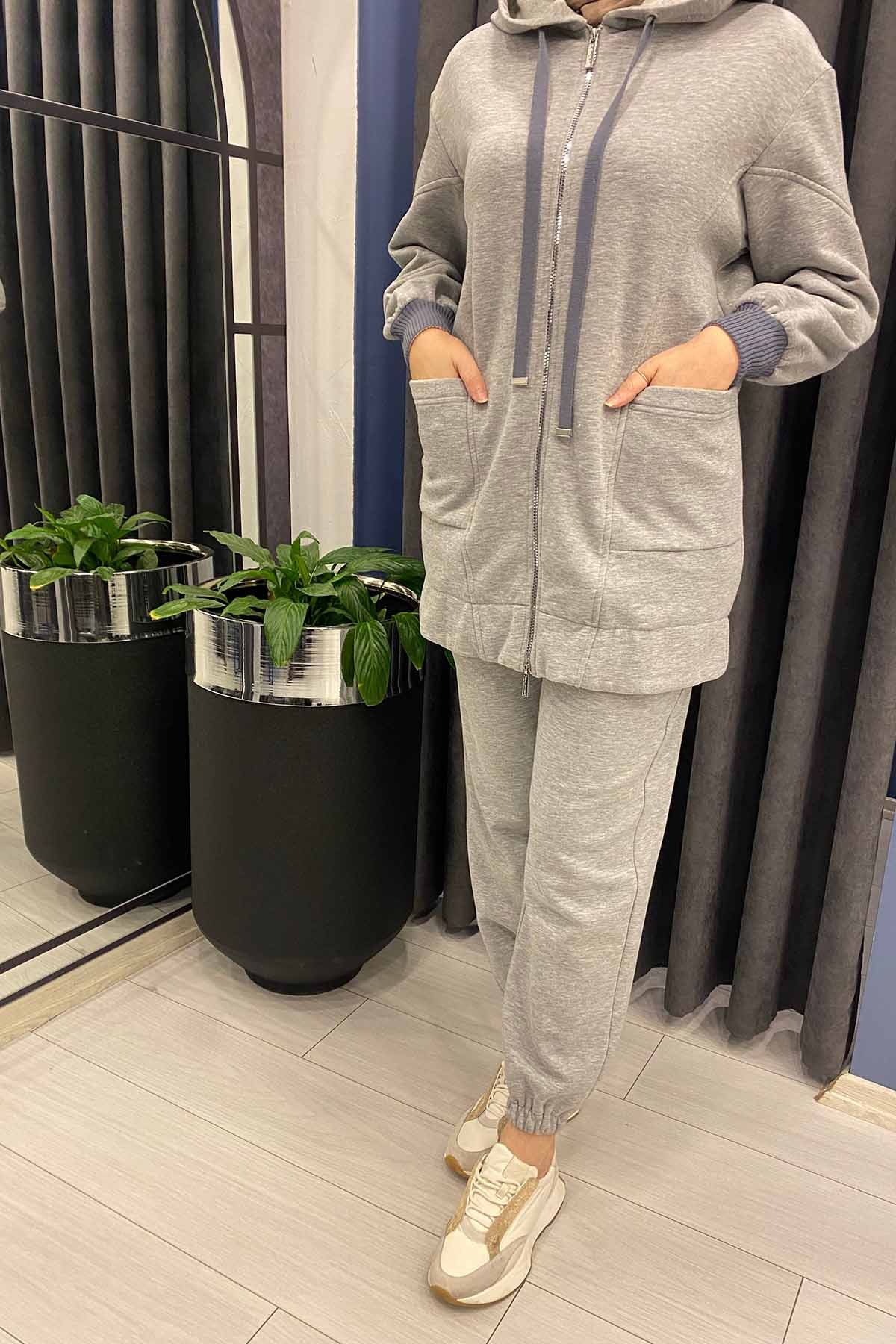 FERMUARLI SWEATSHİRT HIRKA