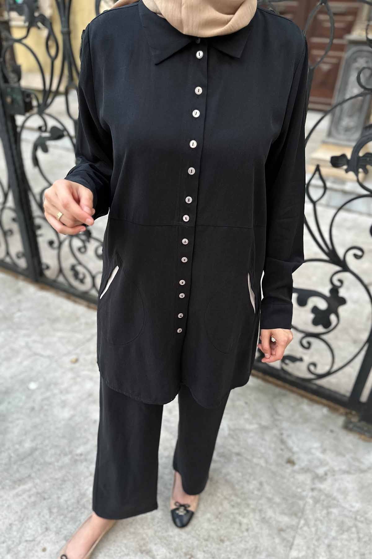 TENCEL DÜĞME DETAYLI TAKIM