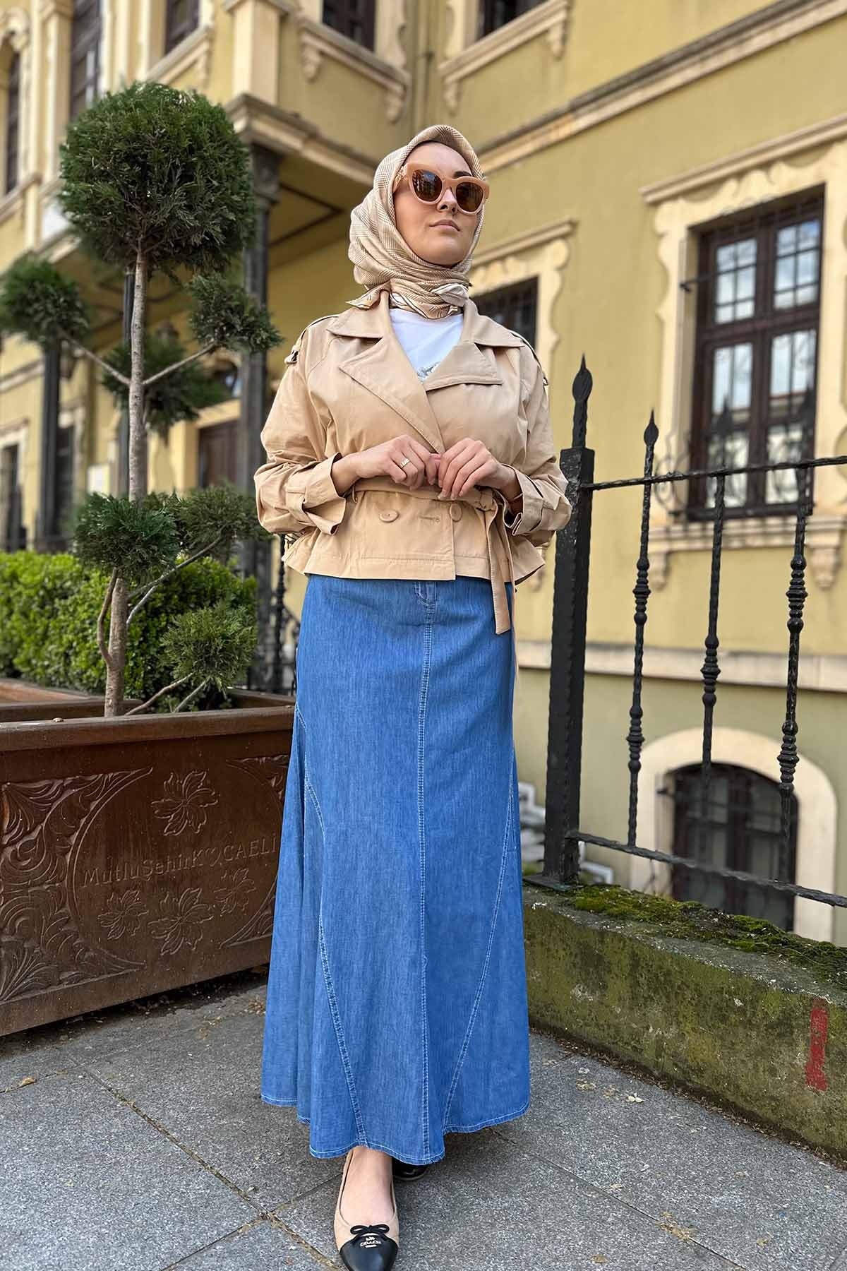 DENİM ÖNDEN FERMUARLI ETEK