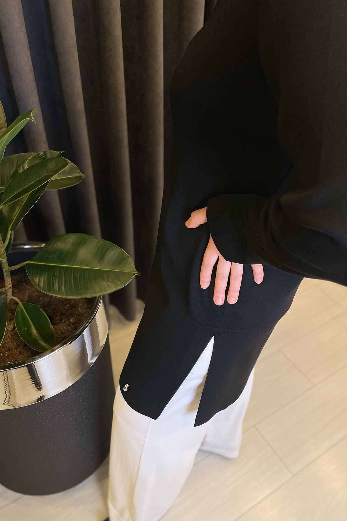 DÜZ KESİM YIRTMAÇLI BASİC TRİKO TUNİK