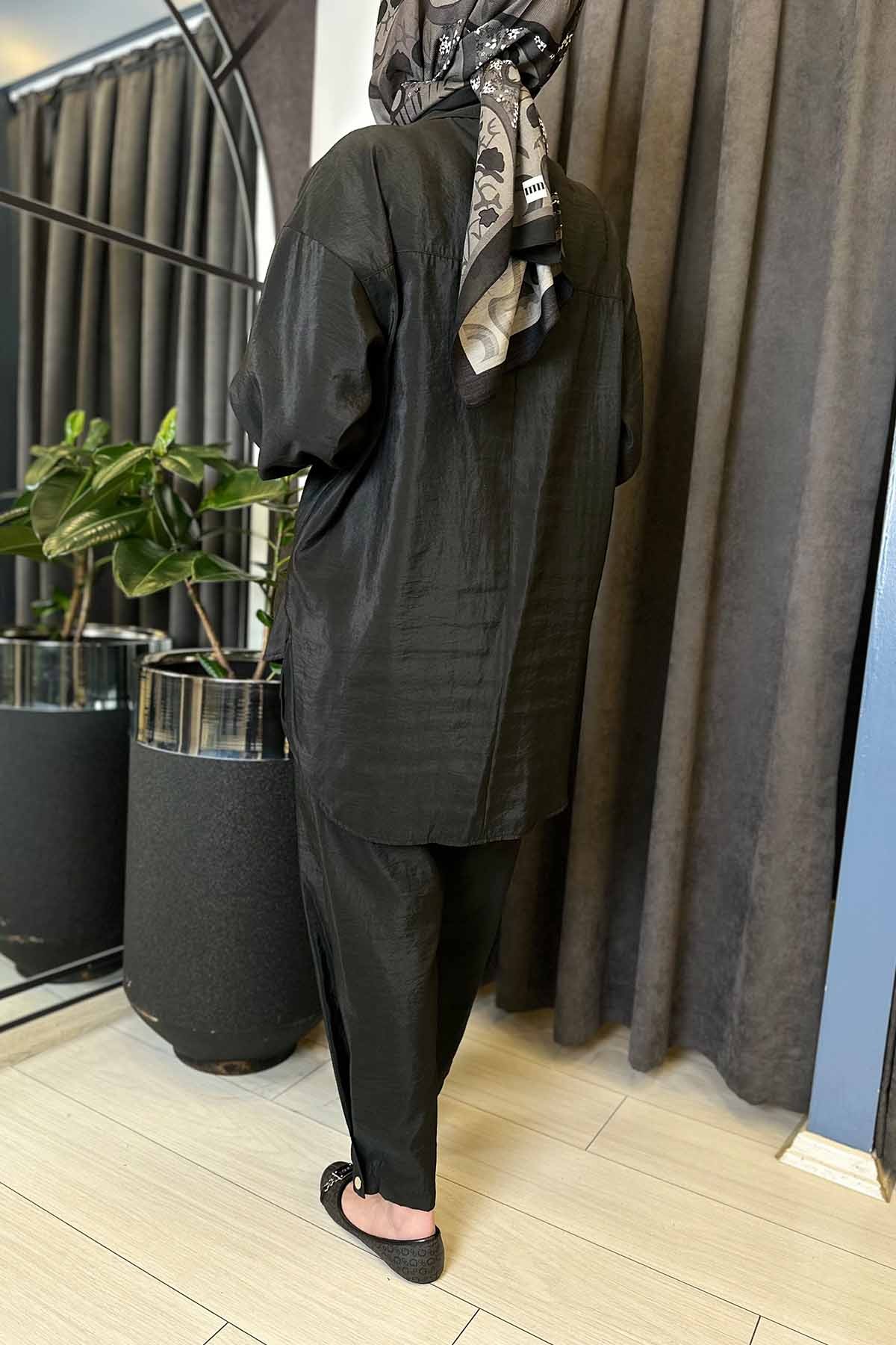 PANTALONU VE TUNİĞİ FERMUAR VE ÇIT ÇIT DETAYLI DUBAİ TAKIM