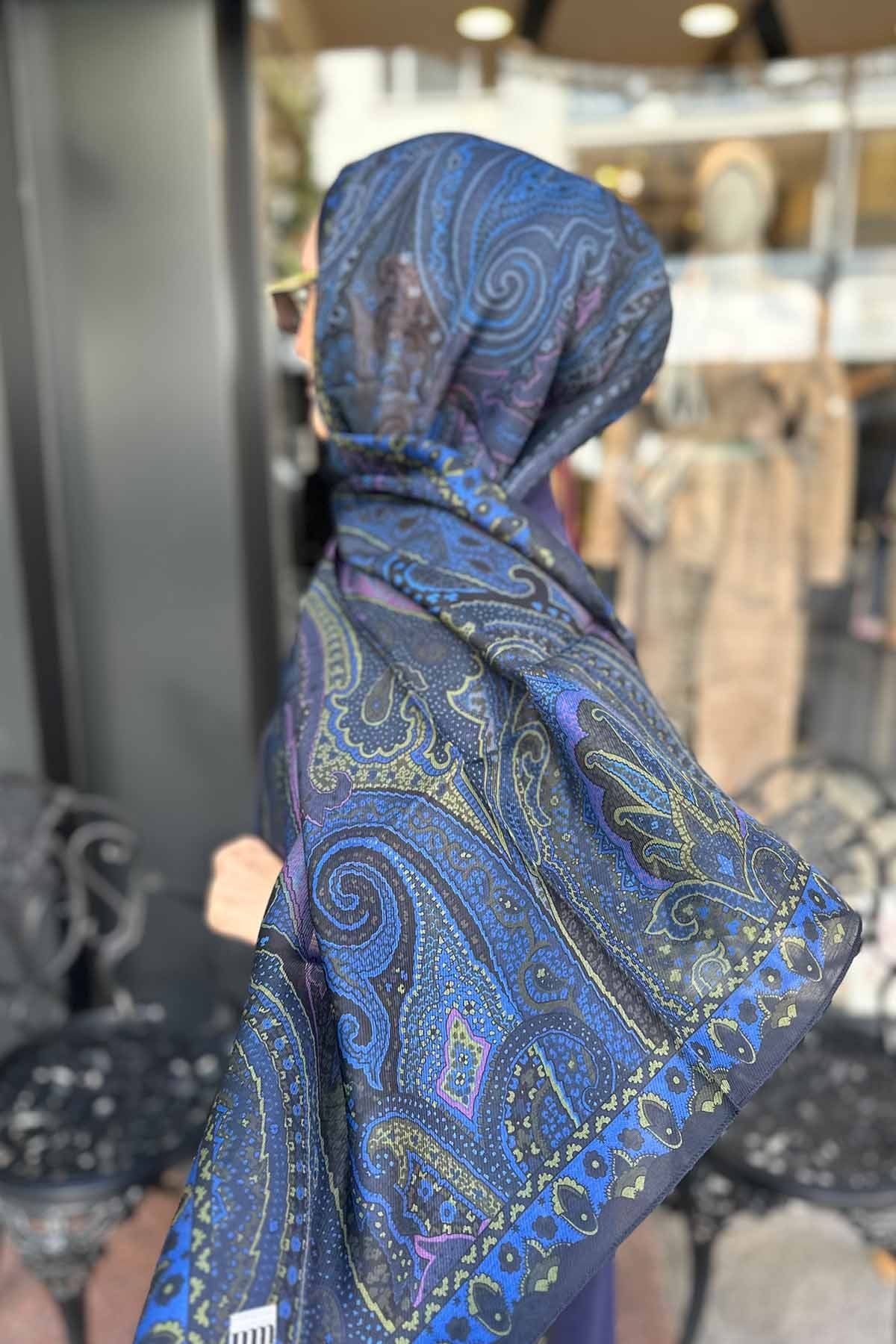 NAVY BLUEJADE YÜNİPEK ŞAL