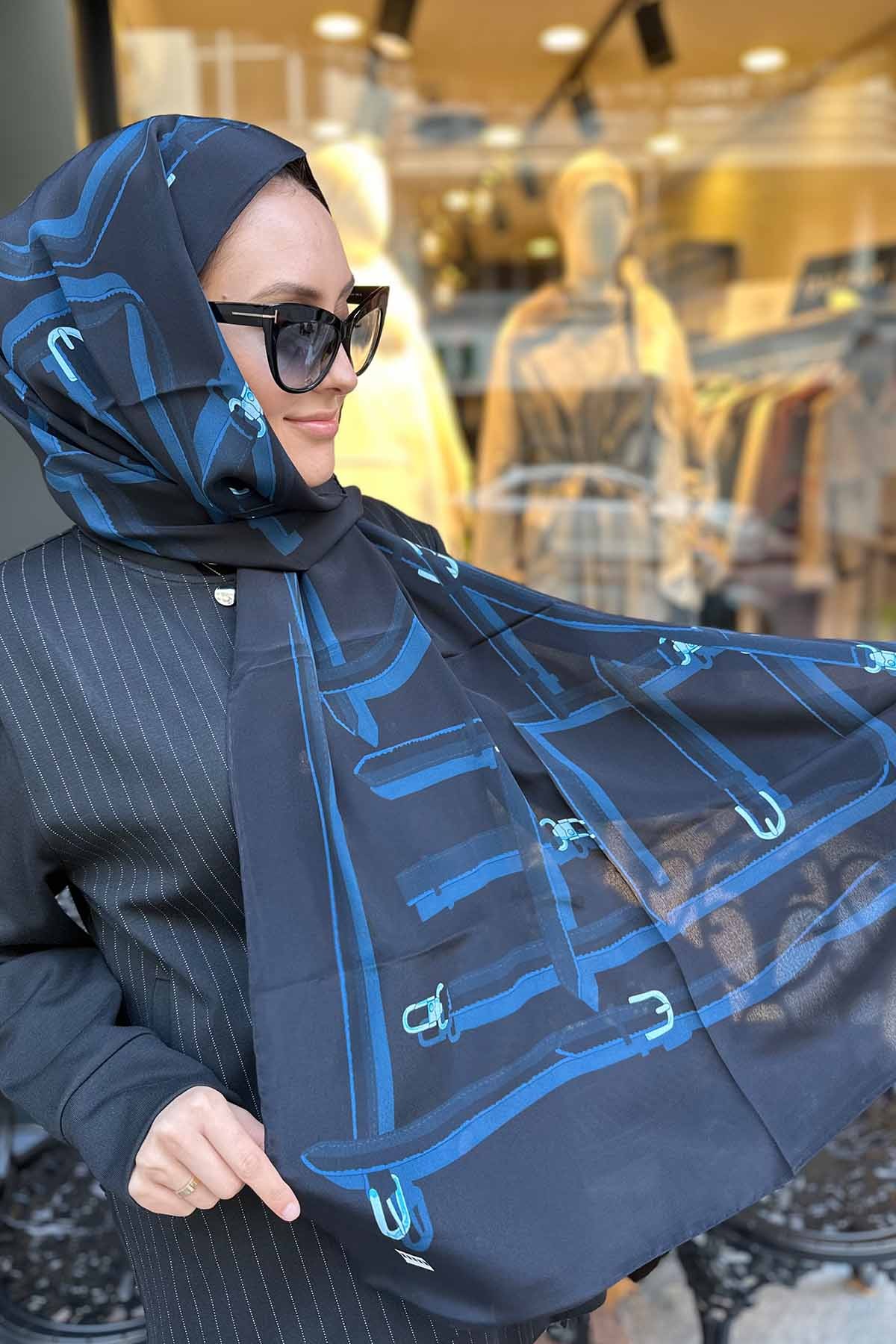 NAVY BLUE BELT ŞAL