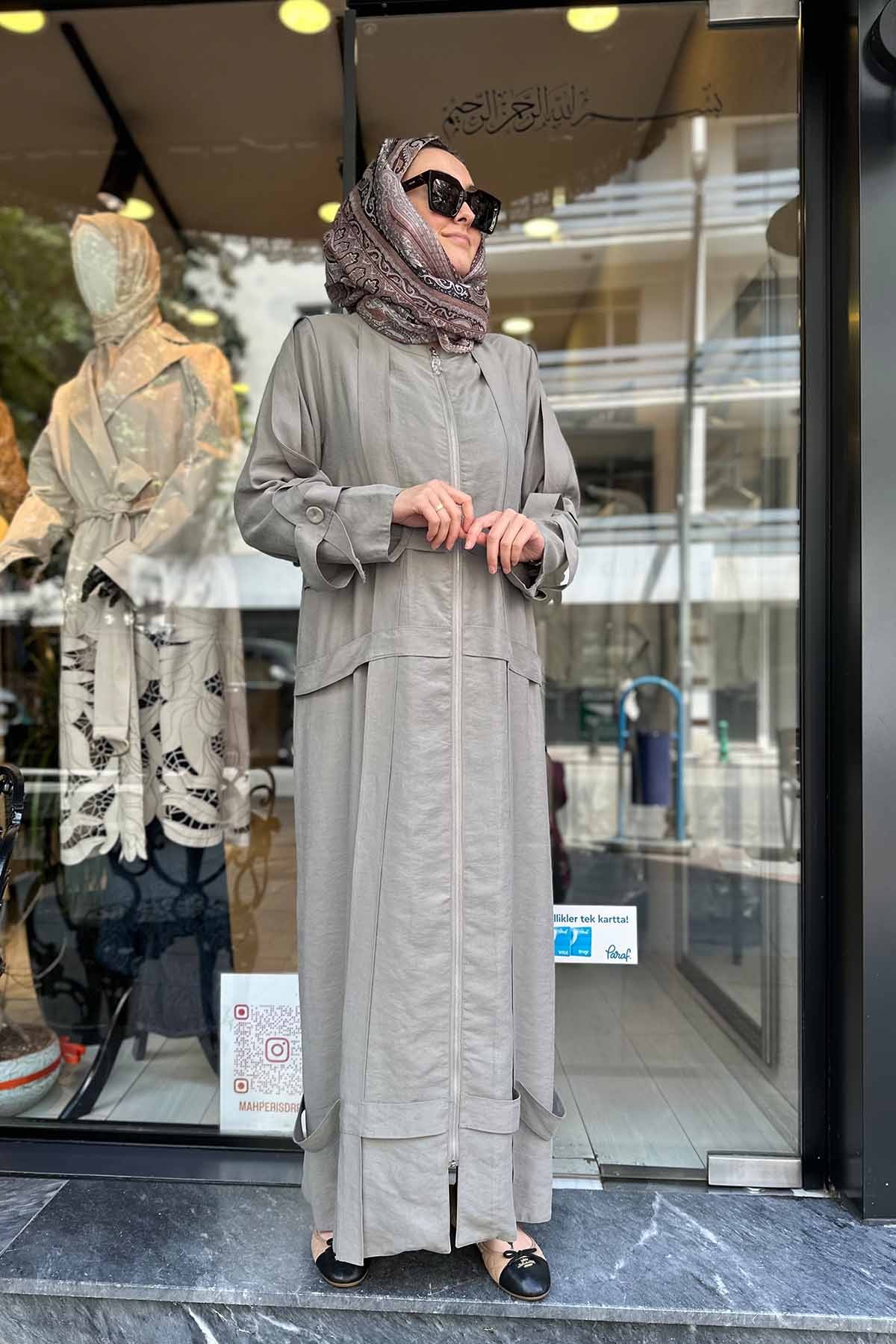 KOLU VE ÖN BEDENİ KAFES DETAYLI FERMUARLI PASION FERACE