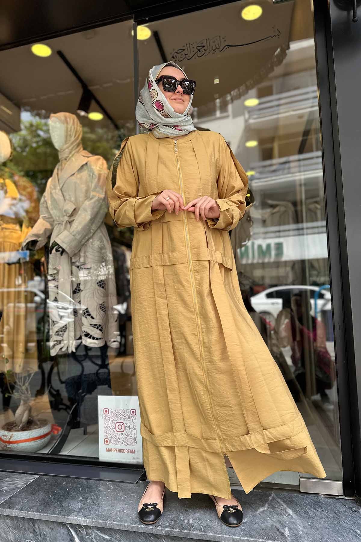 KOLU VE ÖN BEDENİ KAFES DETAYLI FERMUARLI PASION FERACE