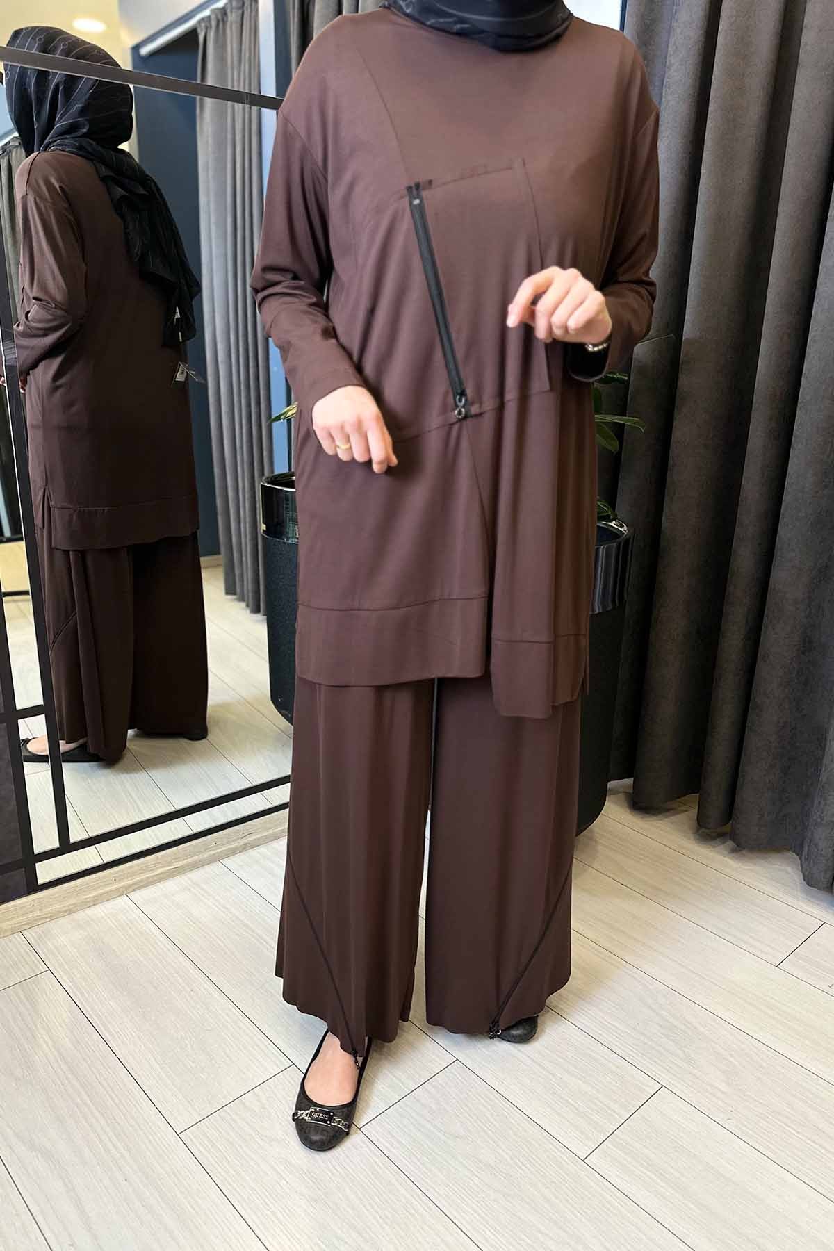 PAÇASI FERMUAR DETAYLI PANTOLONLU BAMBU TAKIM