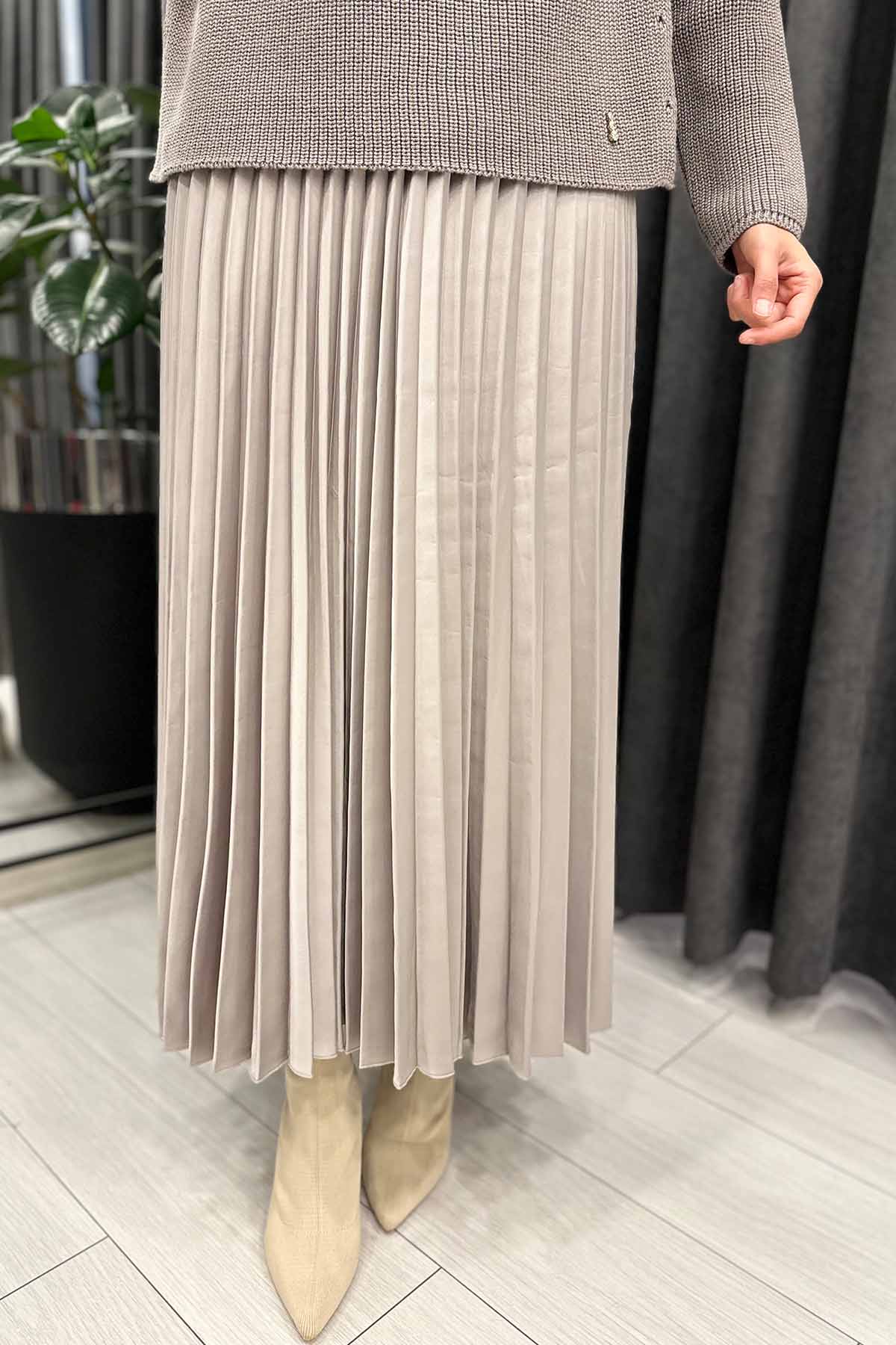 PLİSOLEY DÜZ RENK ETEK