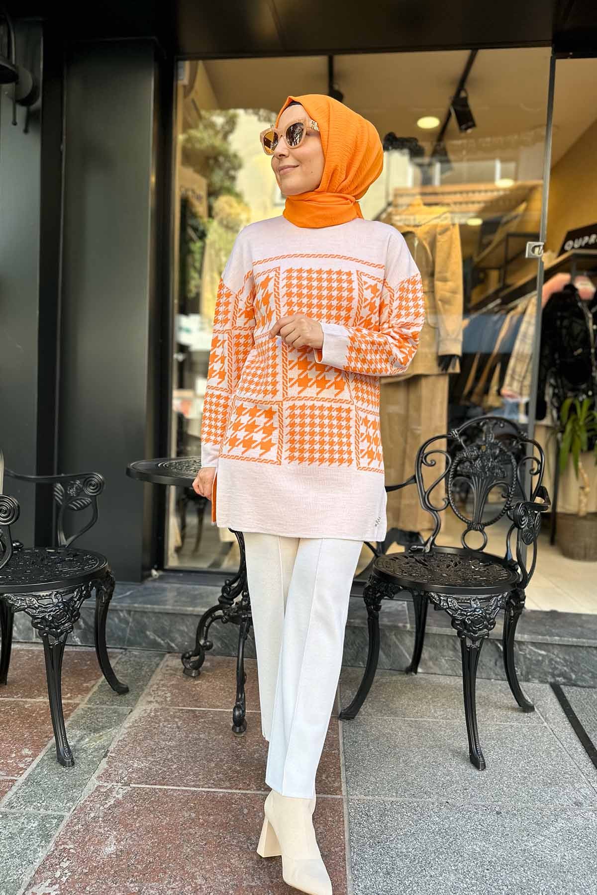 KAZ AYAĞI DESENLİ TRİKO TUNİK