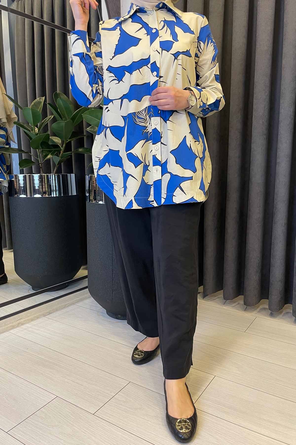 YAPRAK DESENLİ GÖMLEK