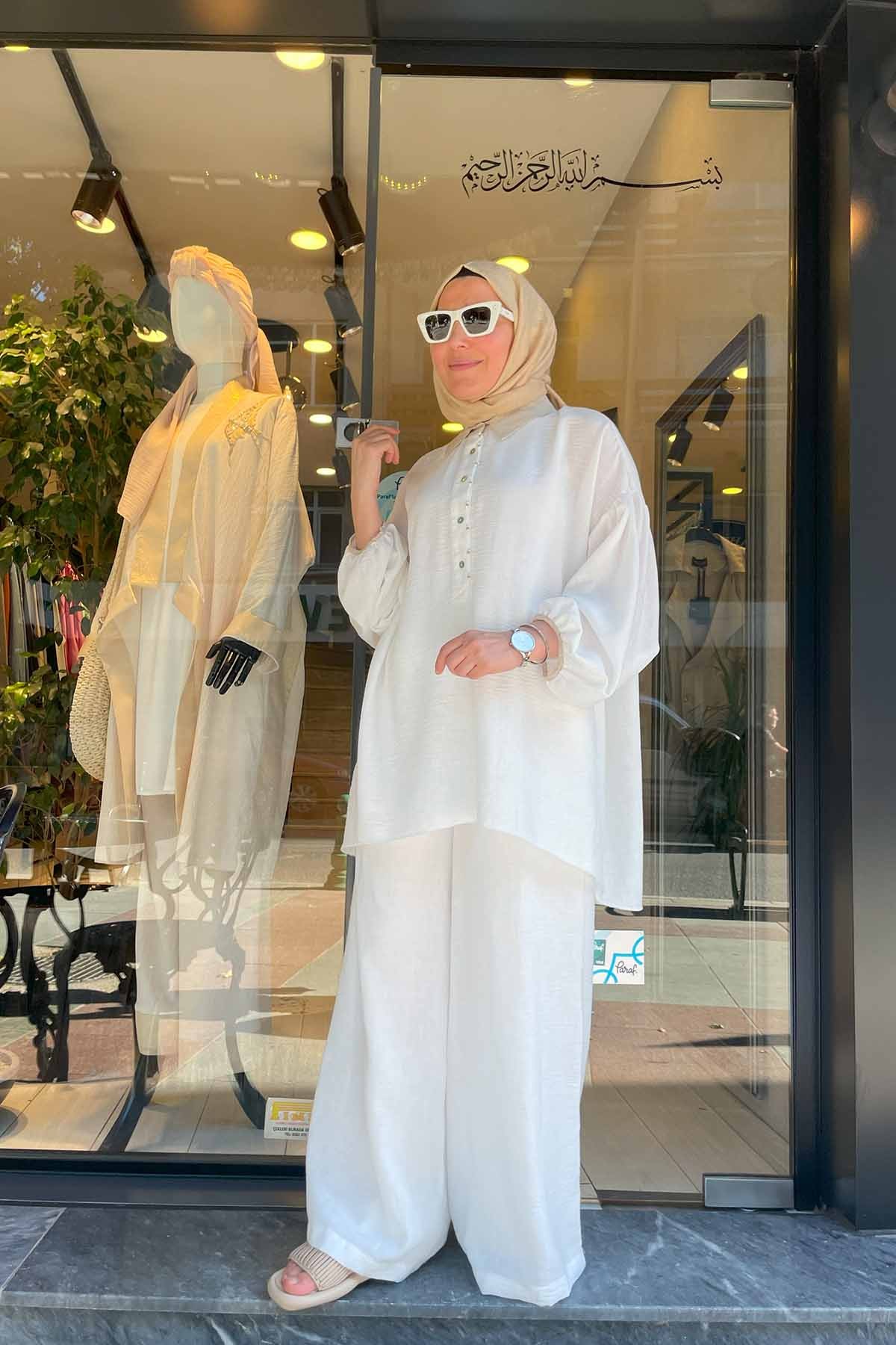 YARIM DÜĞMELİ KETEN AEROBİN PANT.TK