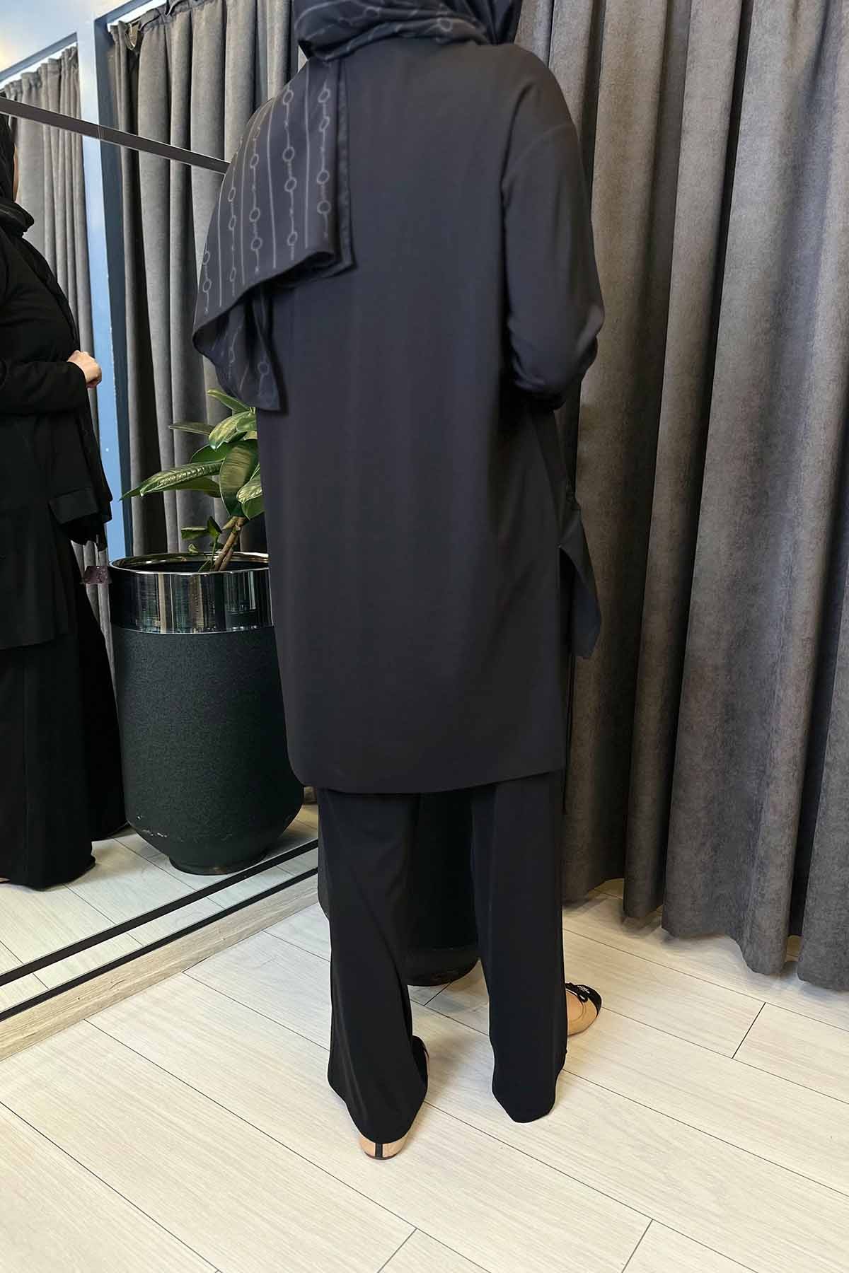 TUNİĞİ BÜZGÜ İP VE DUBAI DETAY BOL PAÇA PANTOLON TAKIM