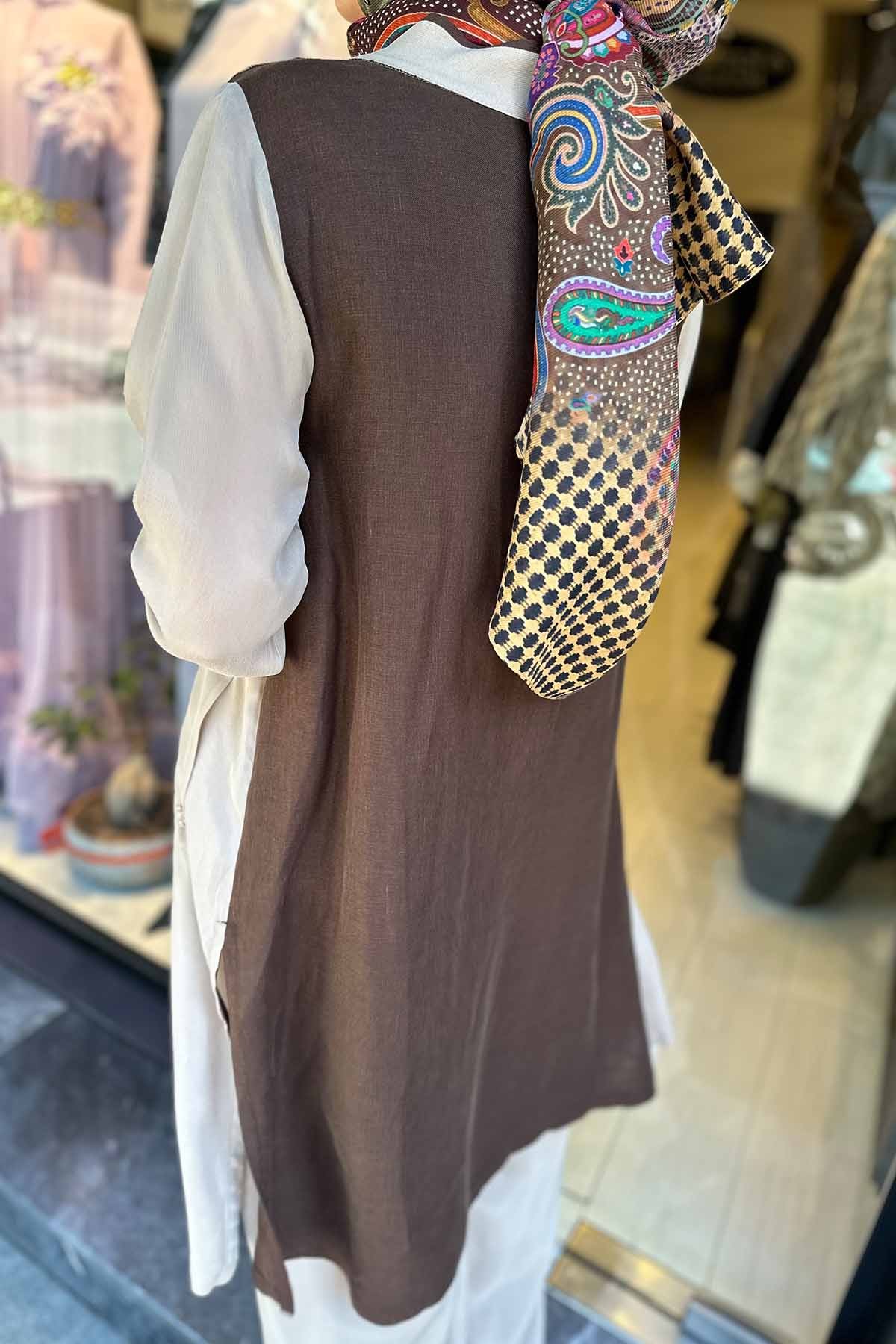 TRİKO CUPRA GARNİLİ KETEN HIRKA