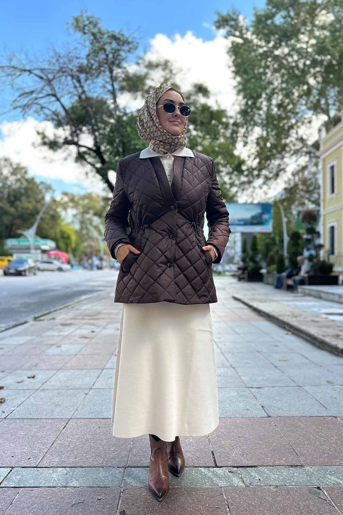 SAFİR KISA KAPİTONE MONT - Kahverengi