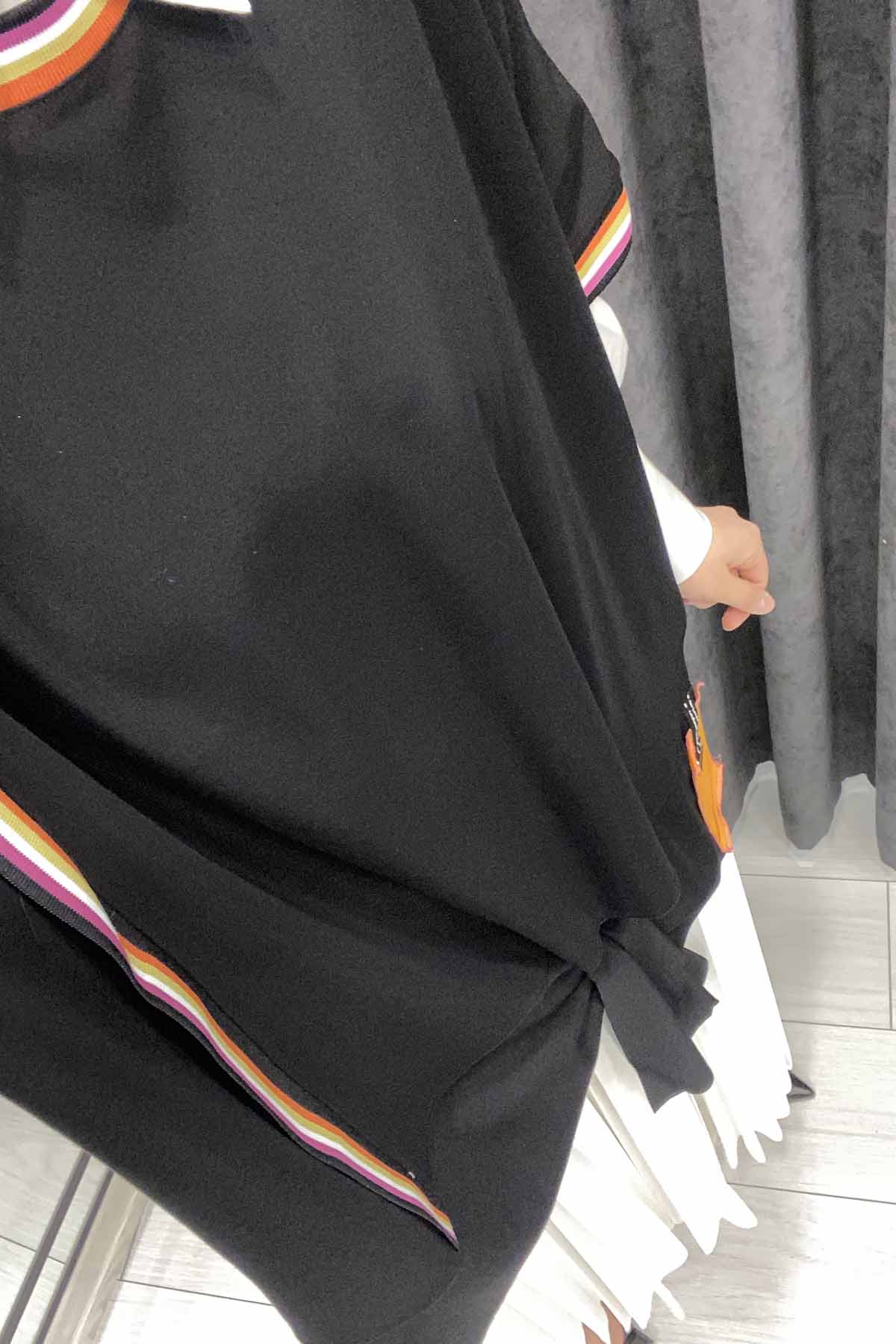 ÇİZGİ LASTİK DETAYLI BAMBU TUNİK