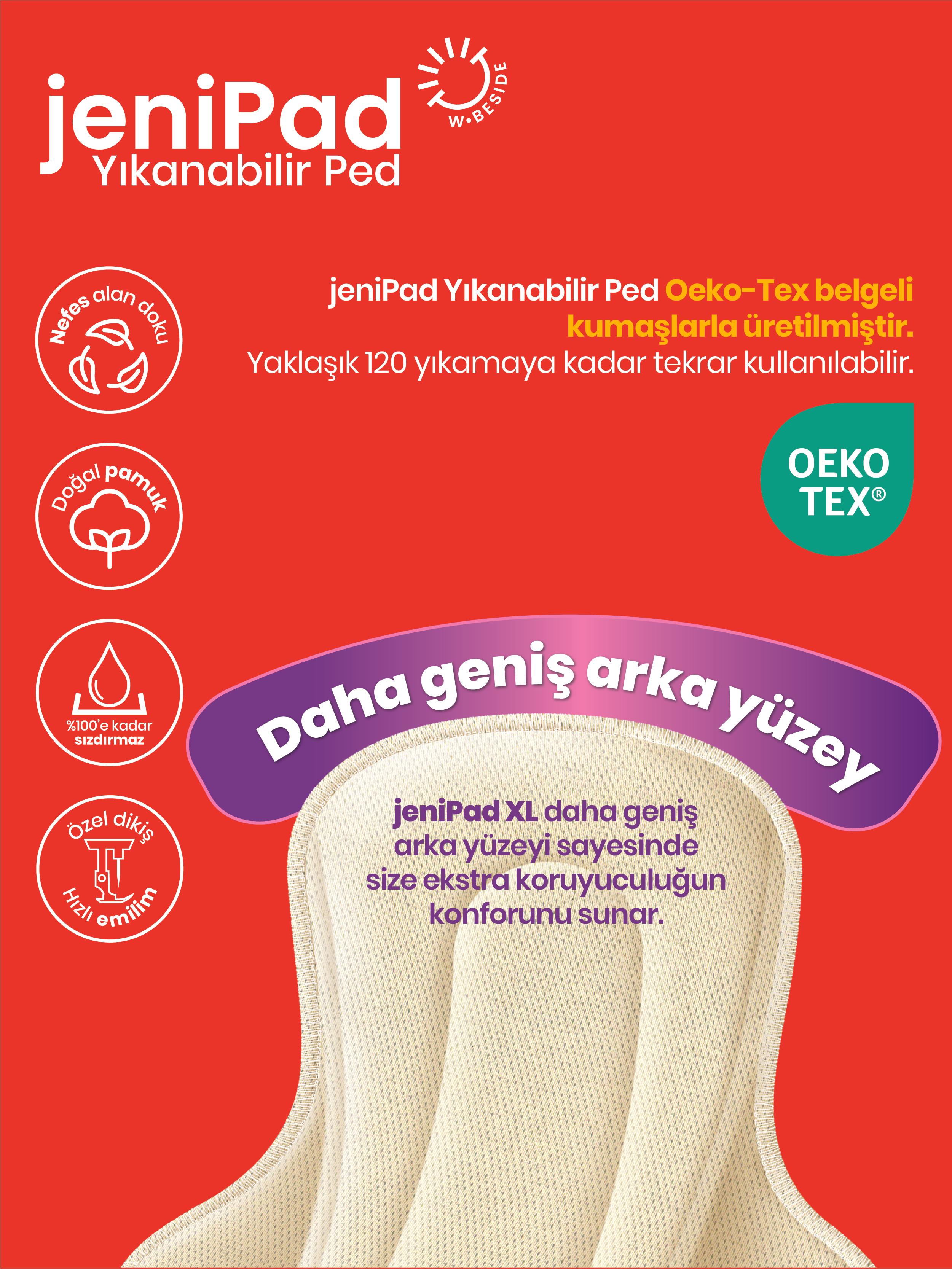 Yıkanabilir Kadın Pedi Ultra Emici Sızdırmaz XL Beyaz 2 Adet