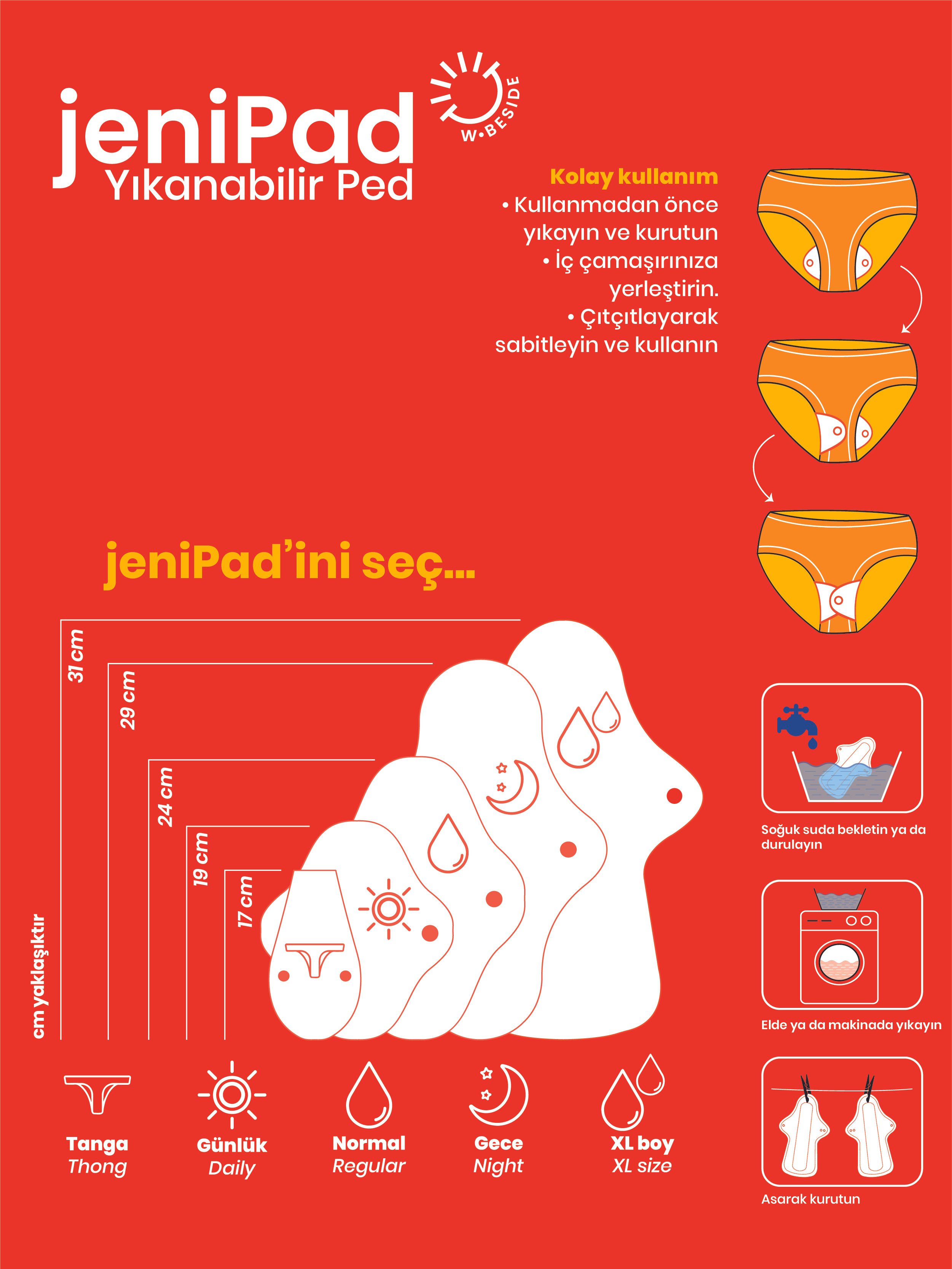 jeniPad Yıkanabilir Ped Günlük