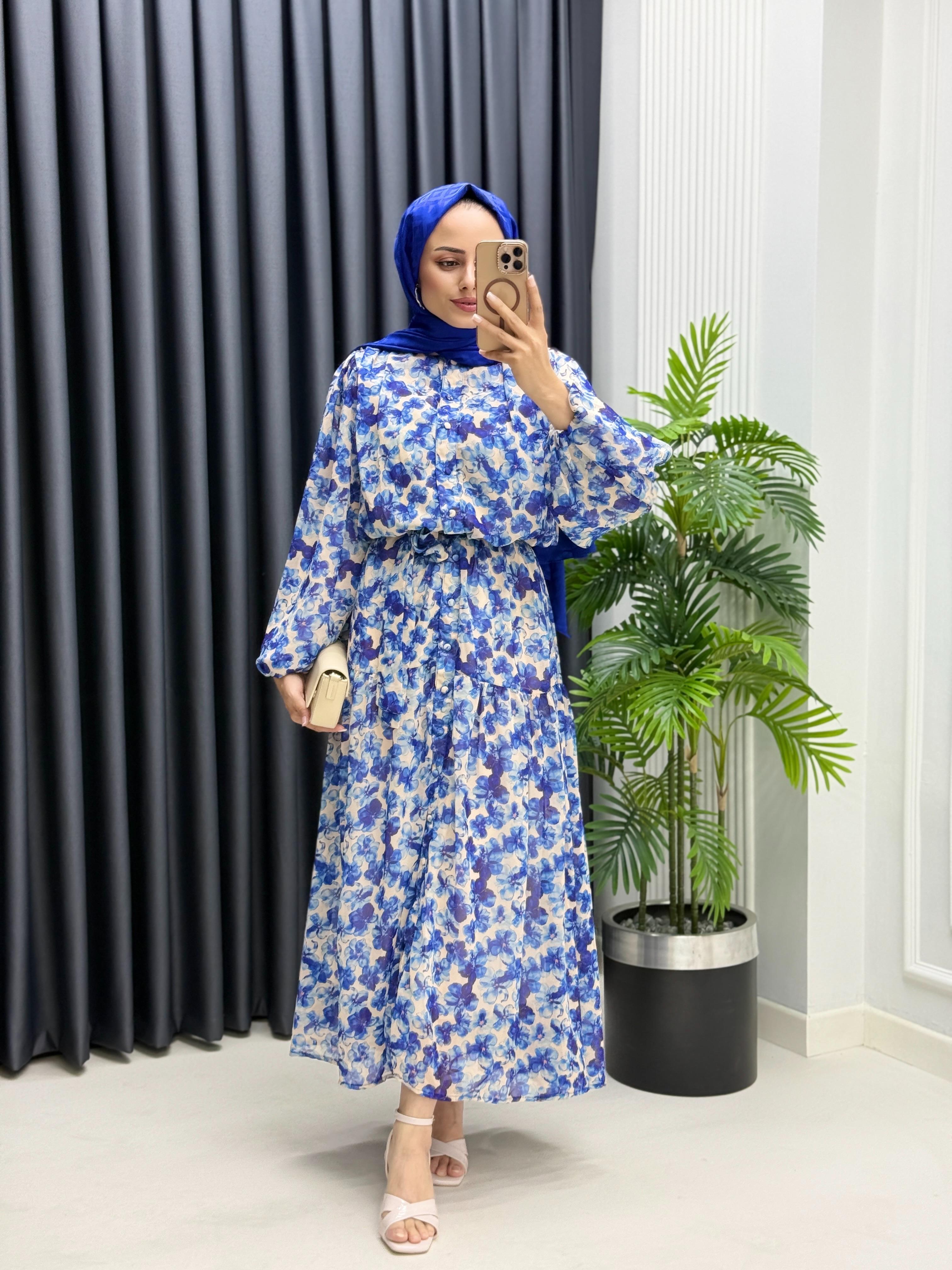 Şifon Çiçekli Elbise