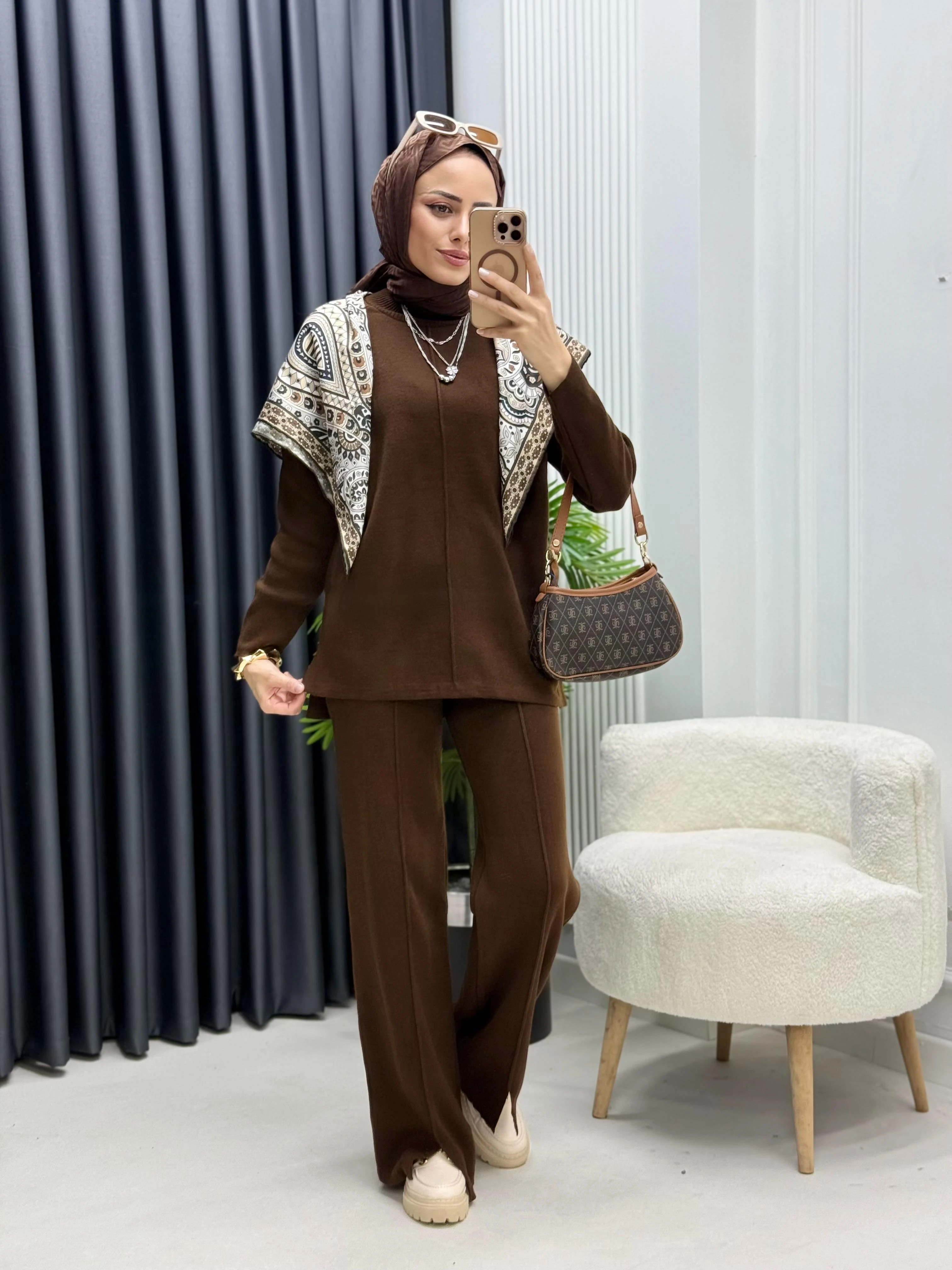 Çımalı Pantolon Triko Takım