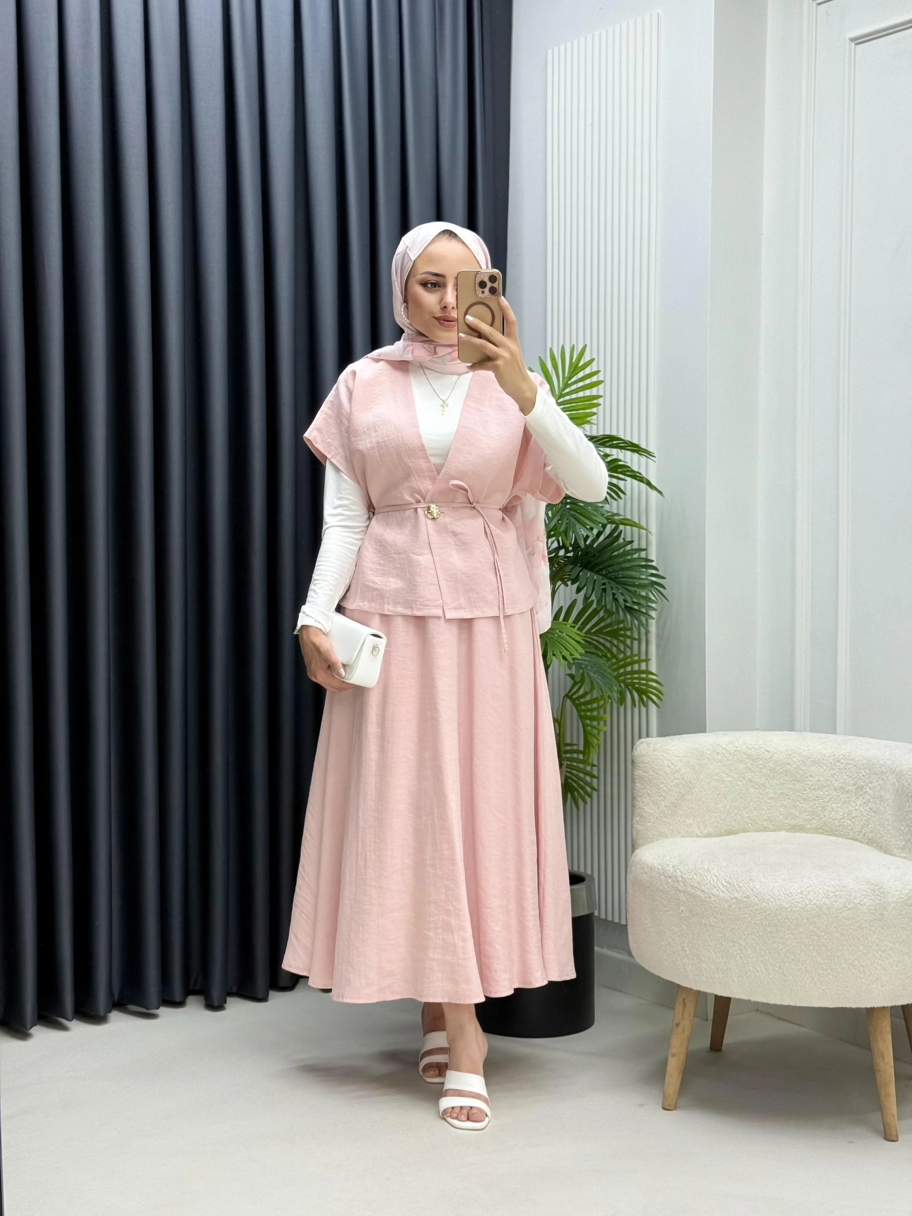 Yelekli Etekli Modal Takım