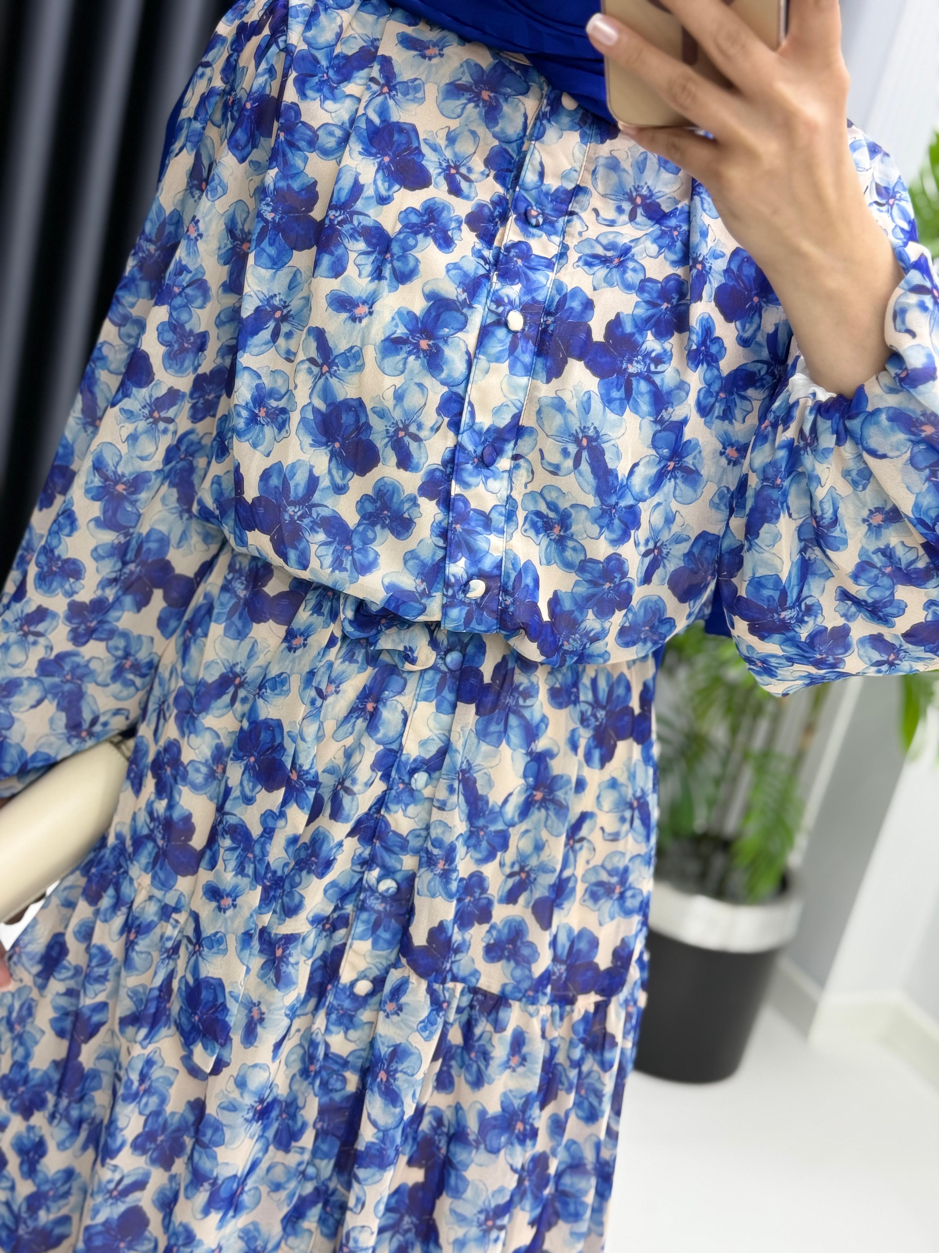 Şifon Çiçekli Elbise