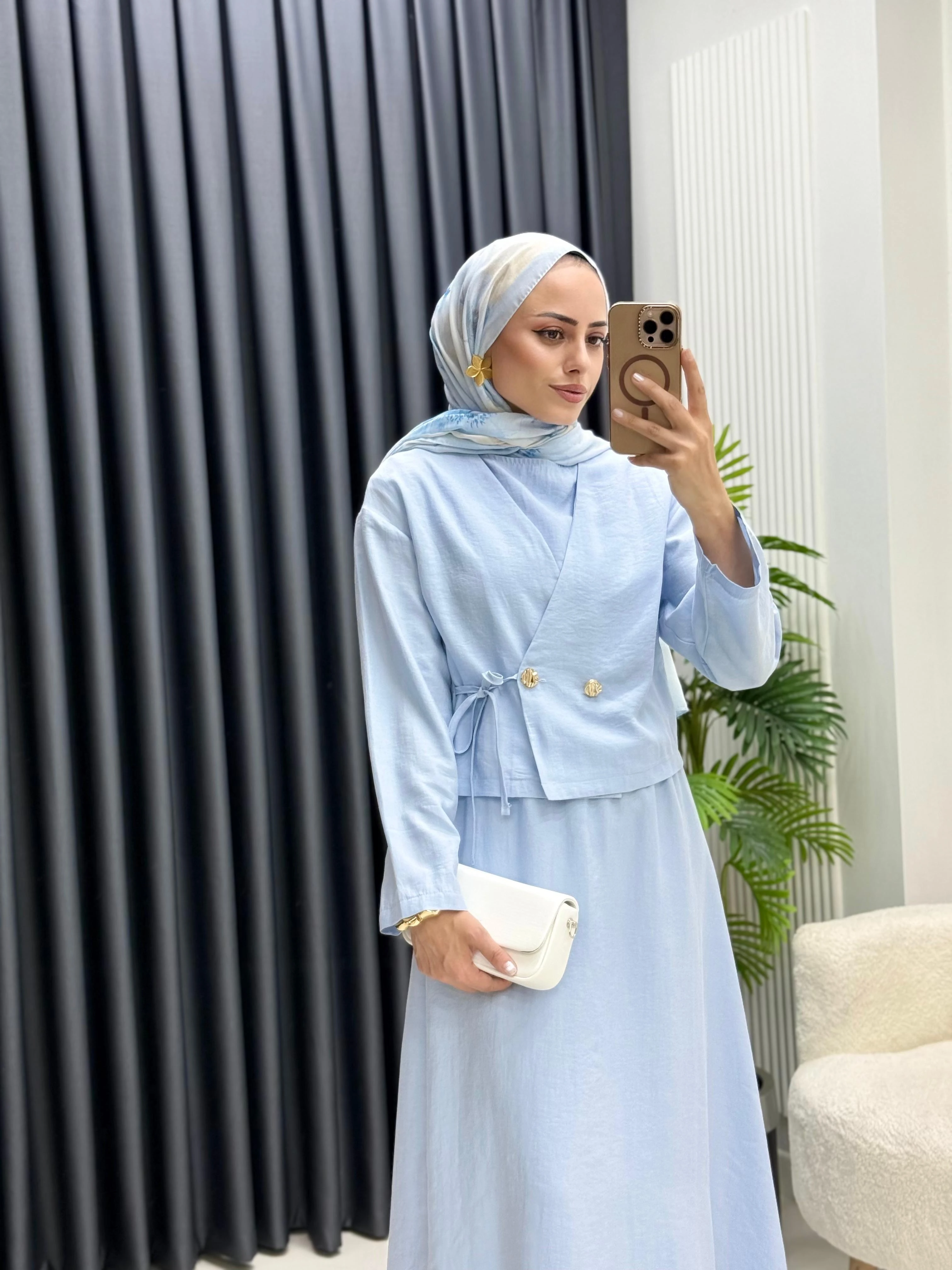 Bağlama Detay Ceketli Elbise