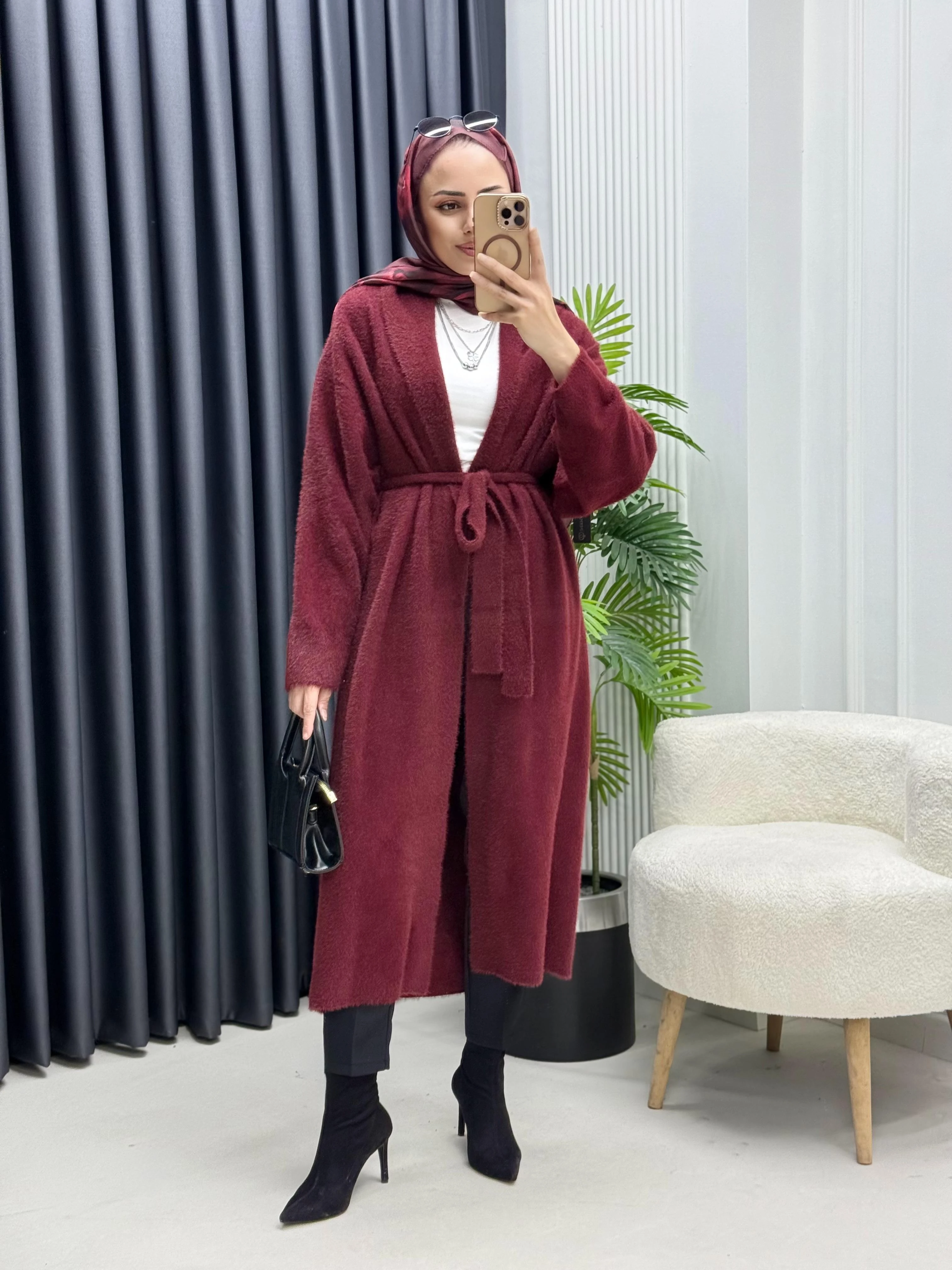 Sakal Kumaş Yumoş Doku Uzun Bağlamalı Hırka