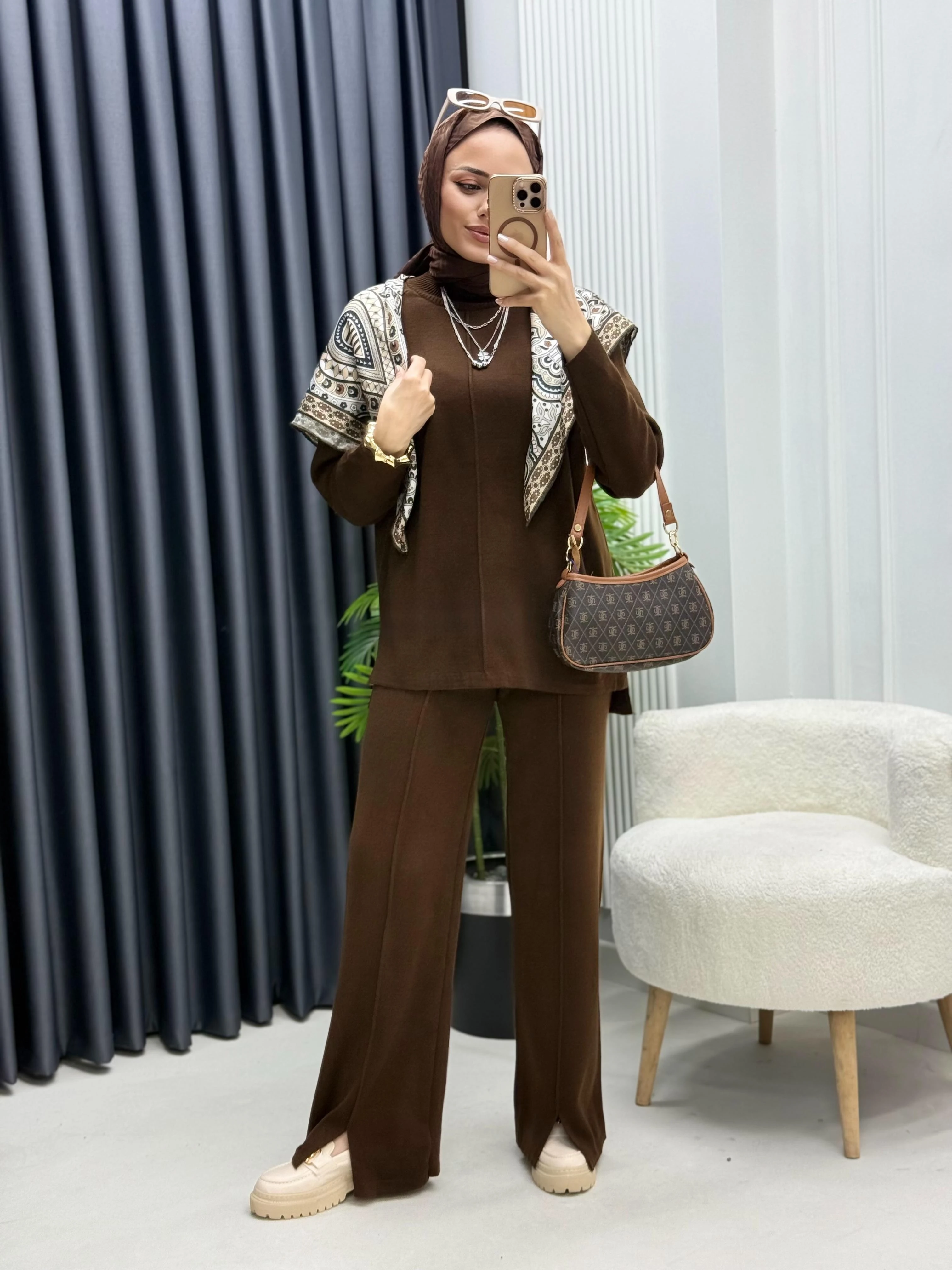 Çımalı Pantolon Triko Takım