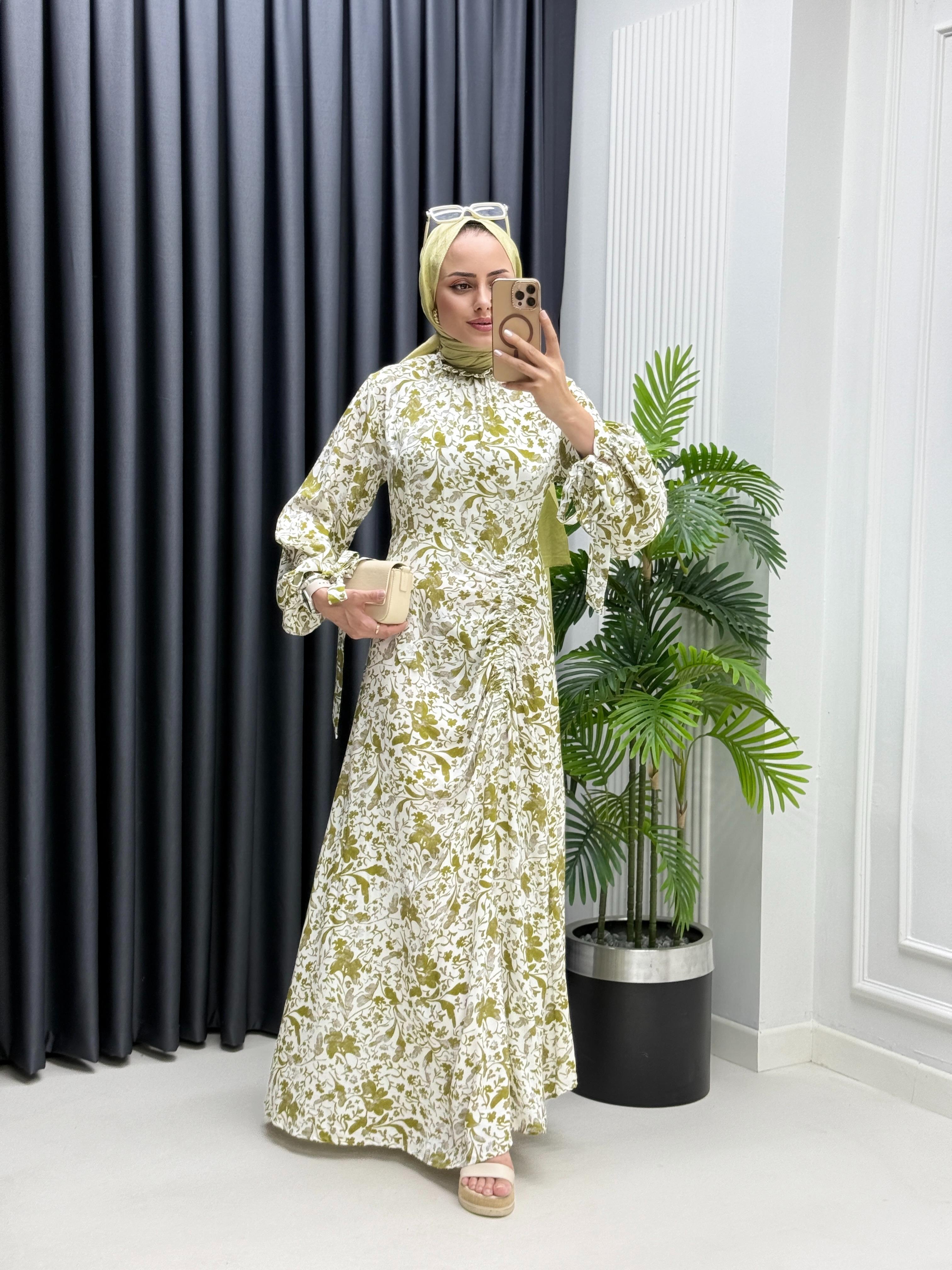 Desenli Viskon Elbise