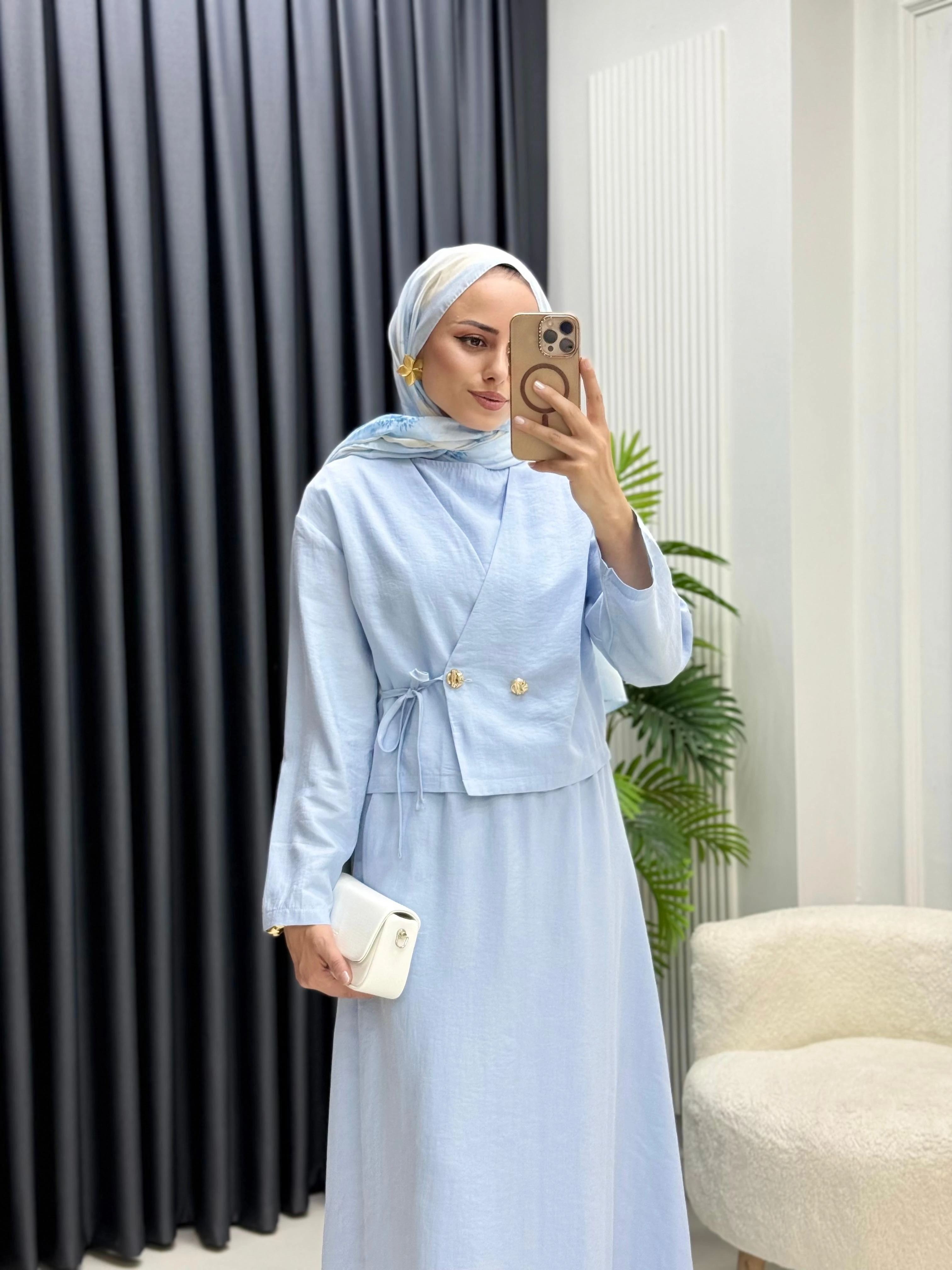 Bağlama Detay Ceketli Elbise