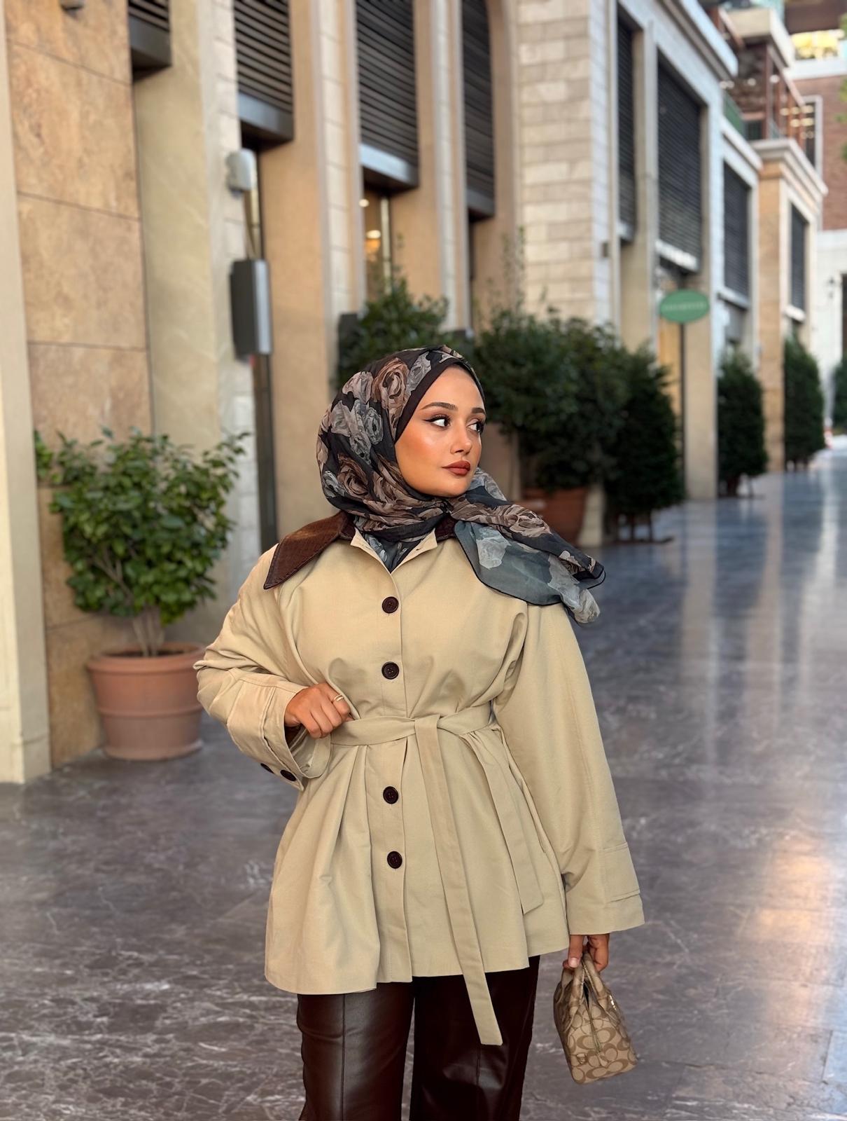 Yaka Deri Detay Premium Trenç