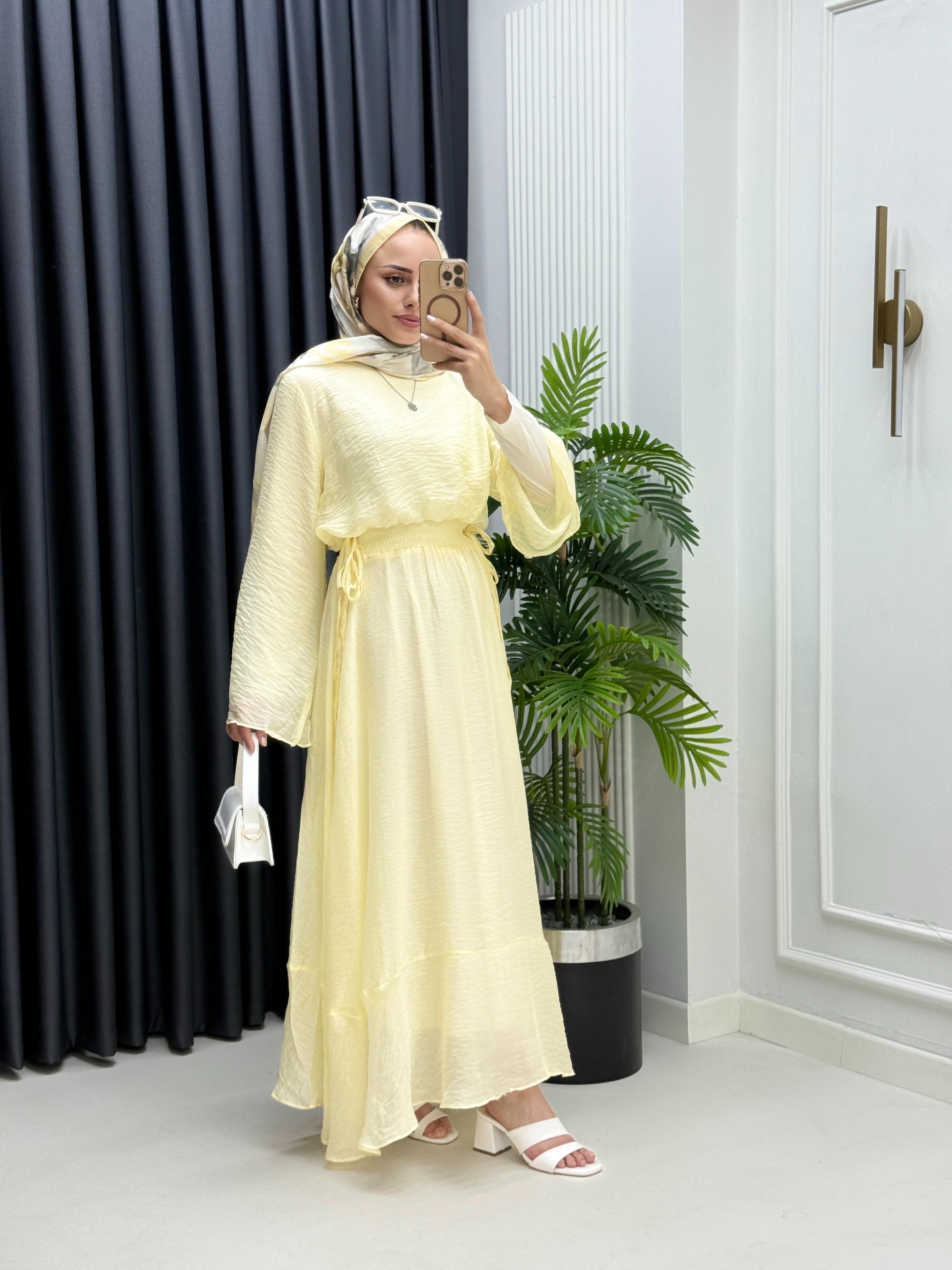 Beli Lastikli Modal Elbise