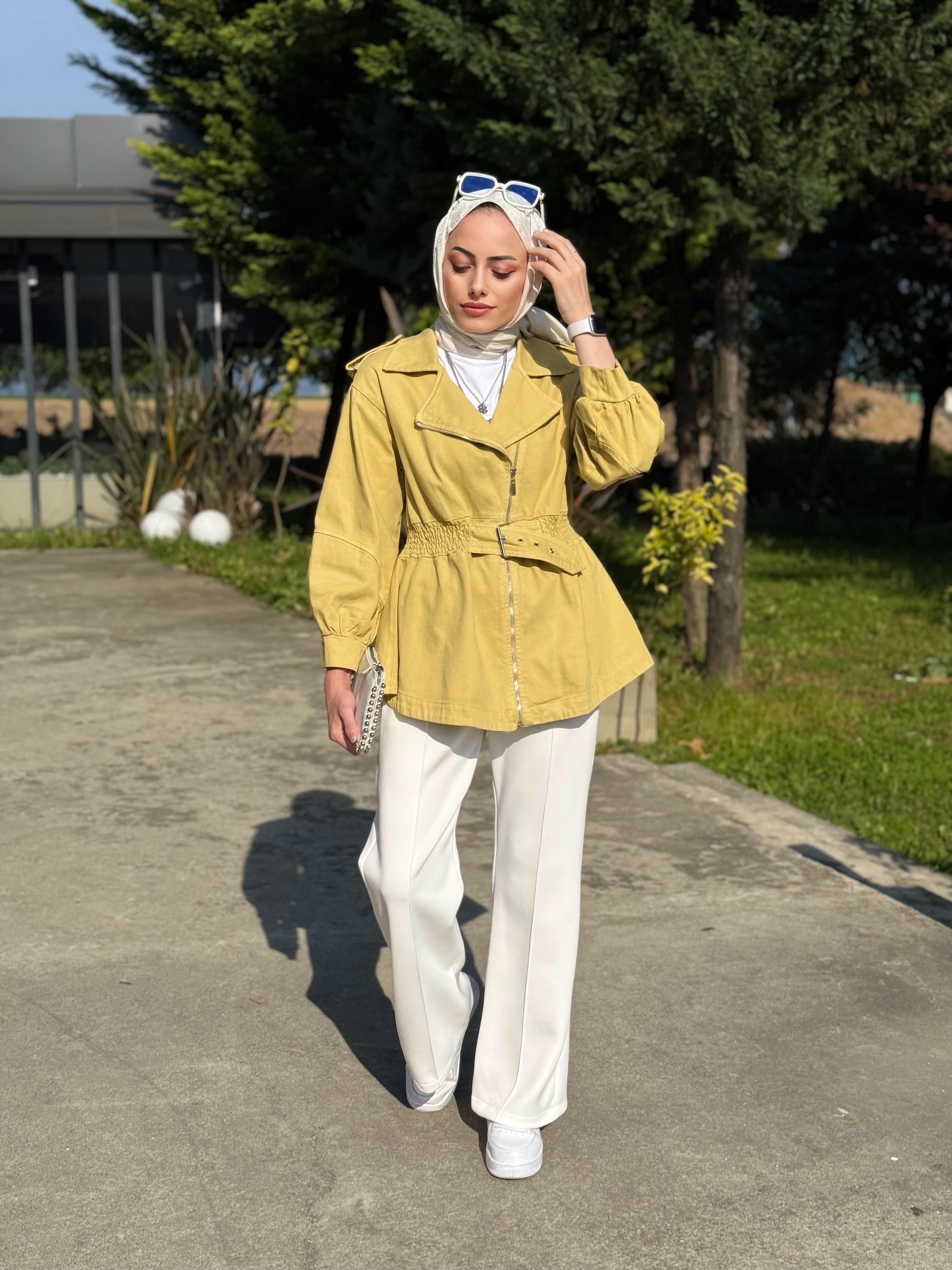 Beli Bağlamalı Denim Ceket