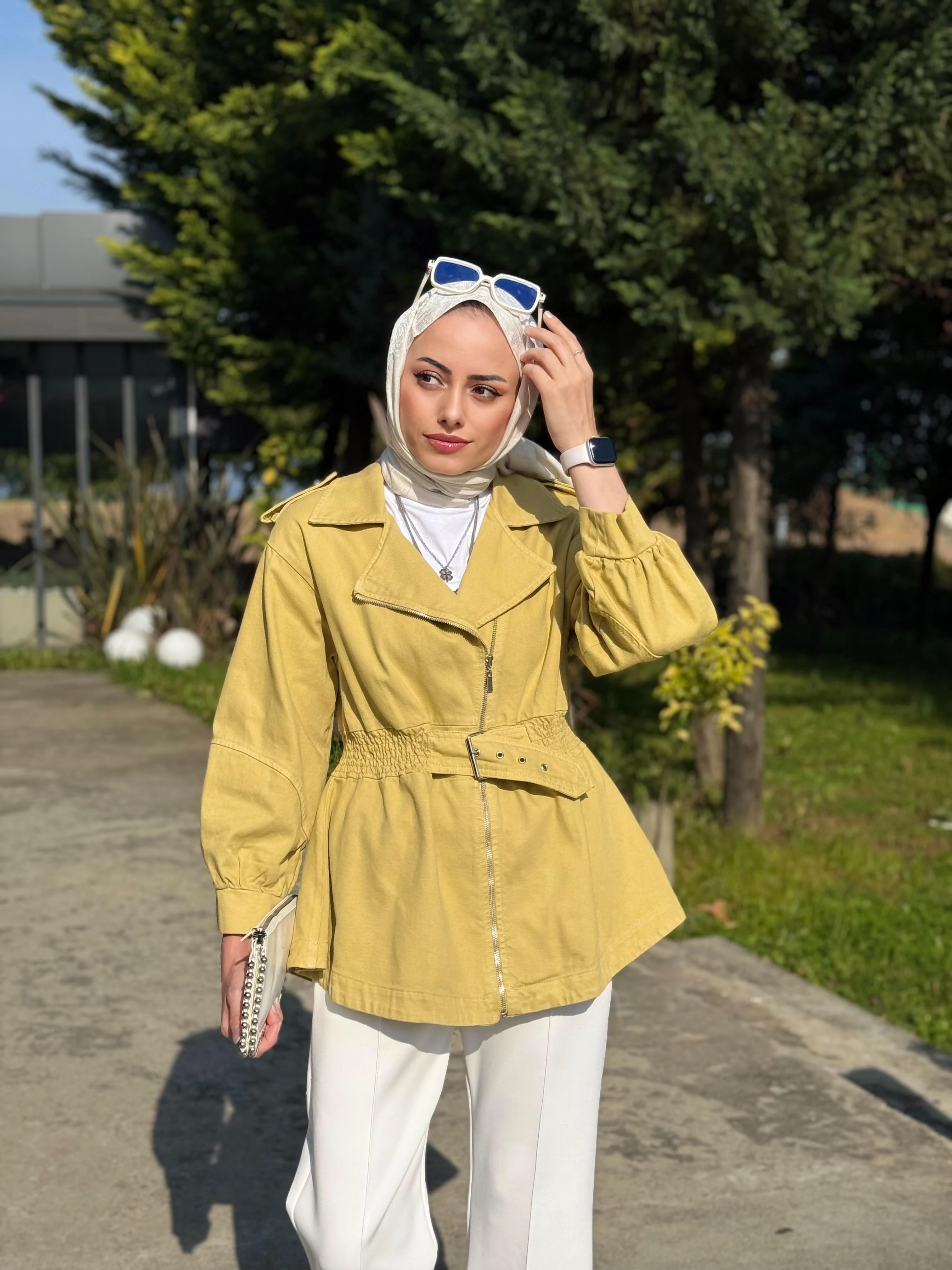 Beli Bağlamalı Denim Ceket