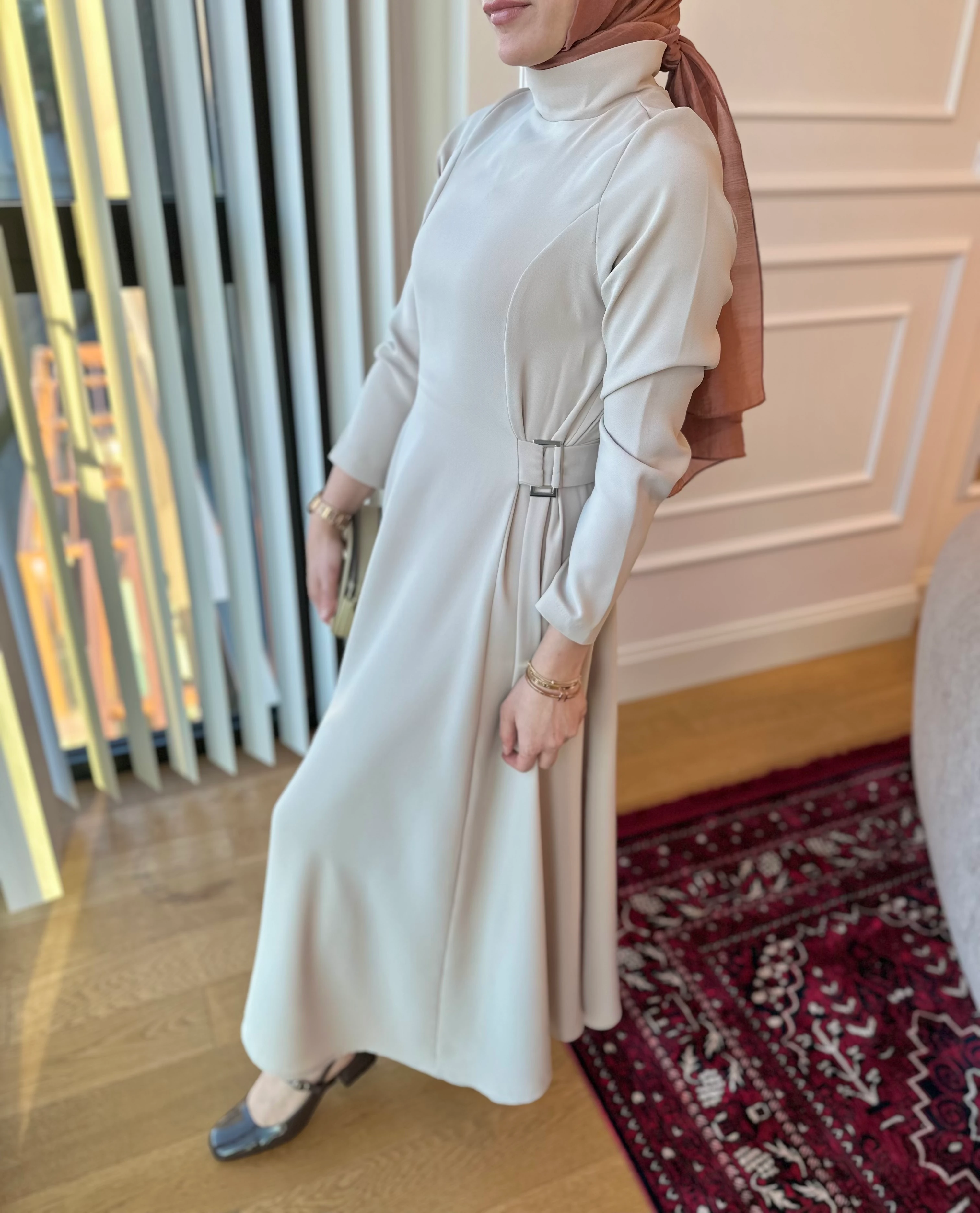 Soiree -Krem Tokalı Elbise