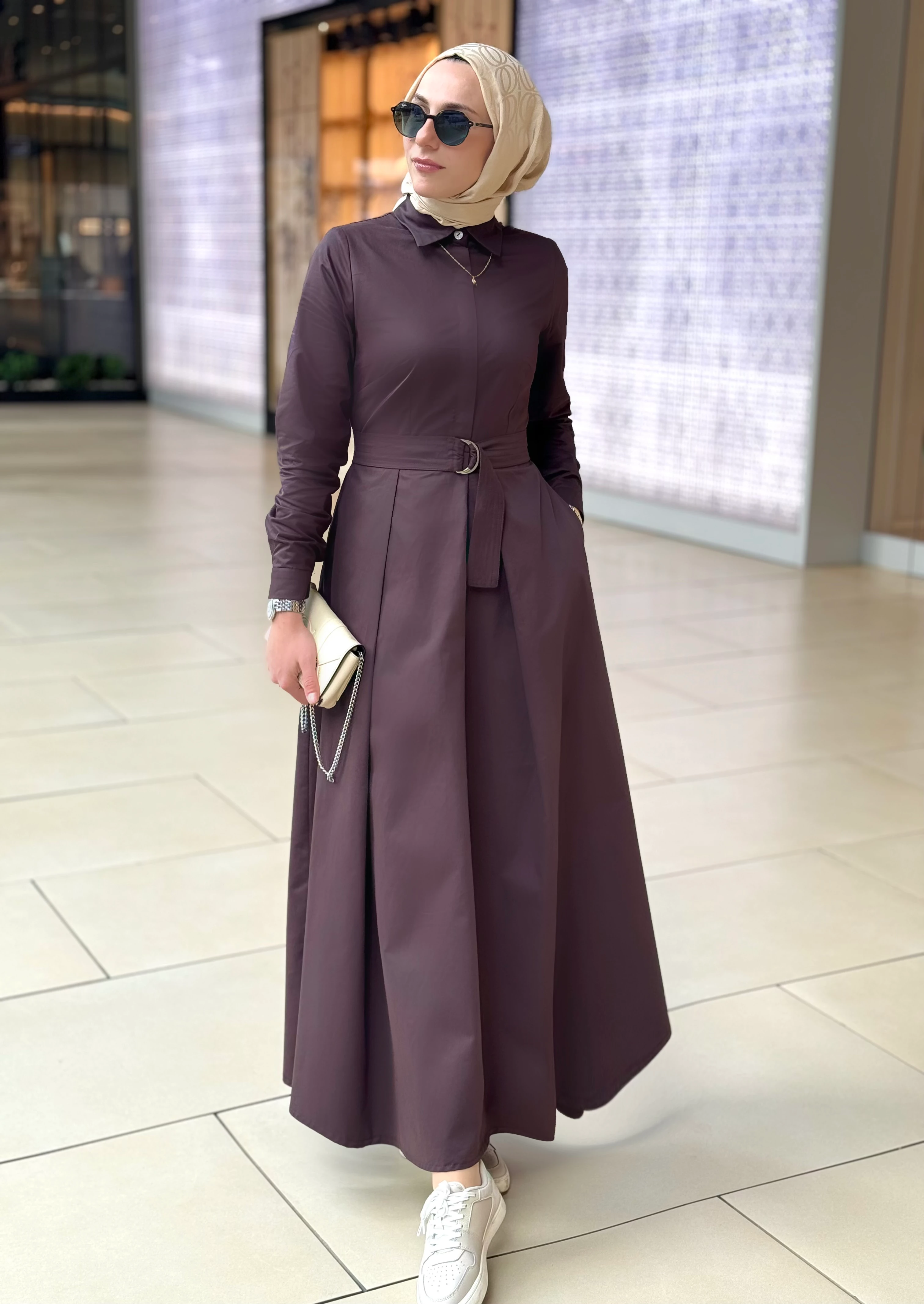 Charme – Kahverengi Cepli Elbise