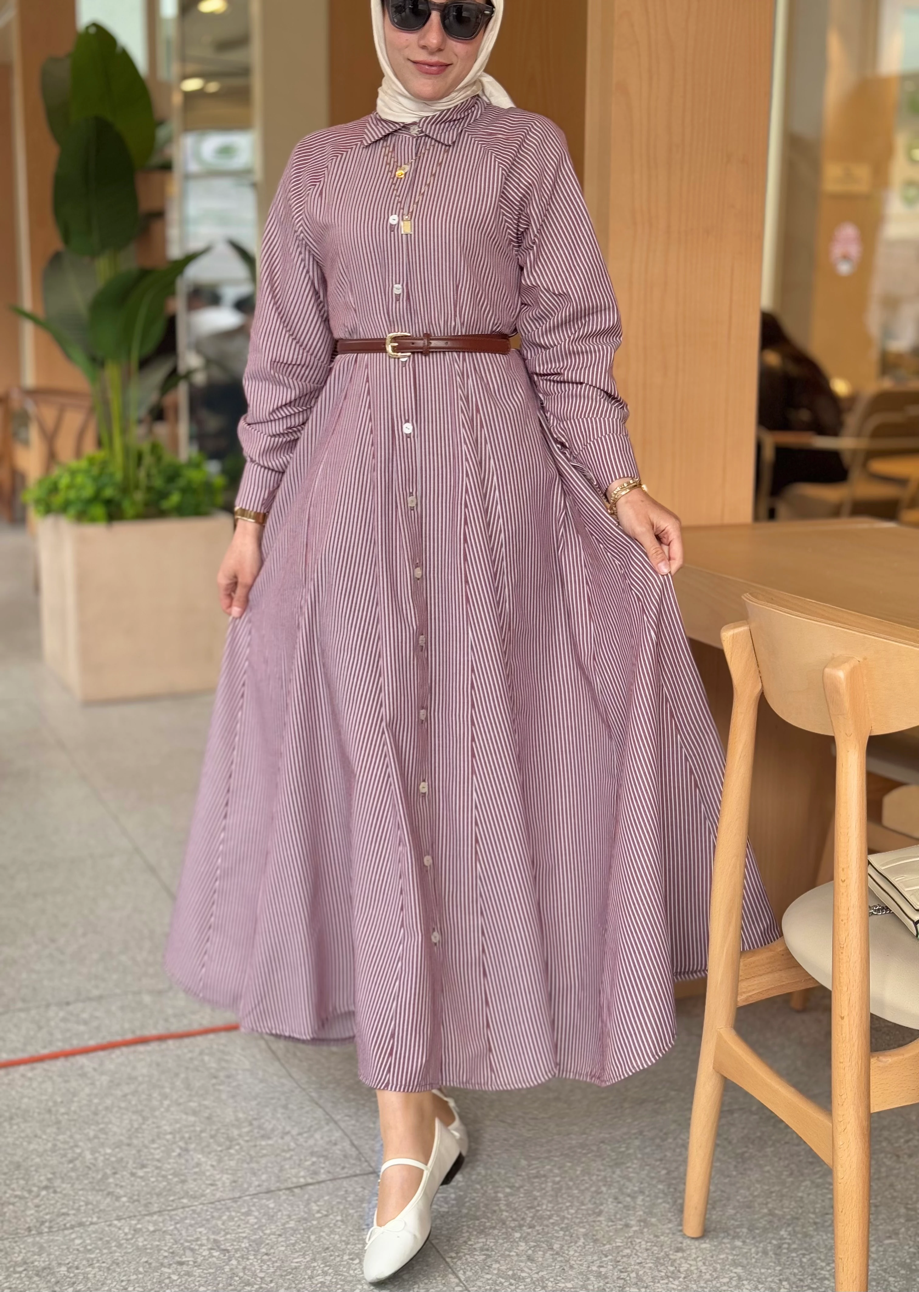 Bordo Gömlek Elbise