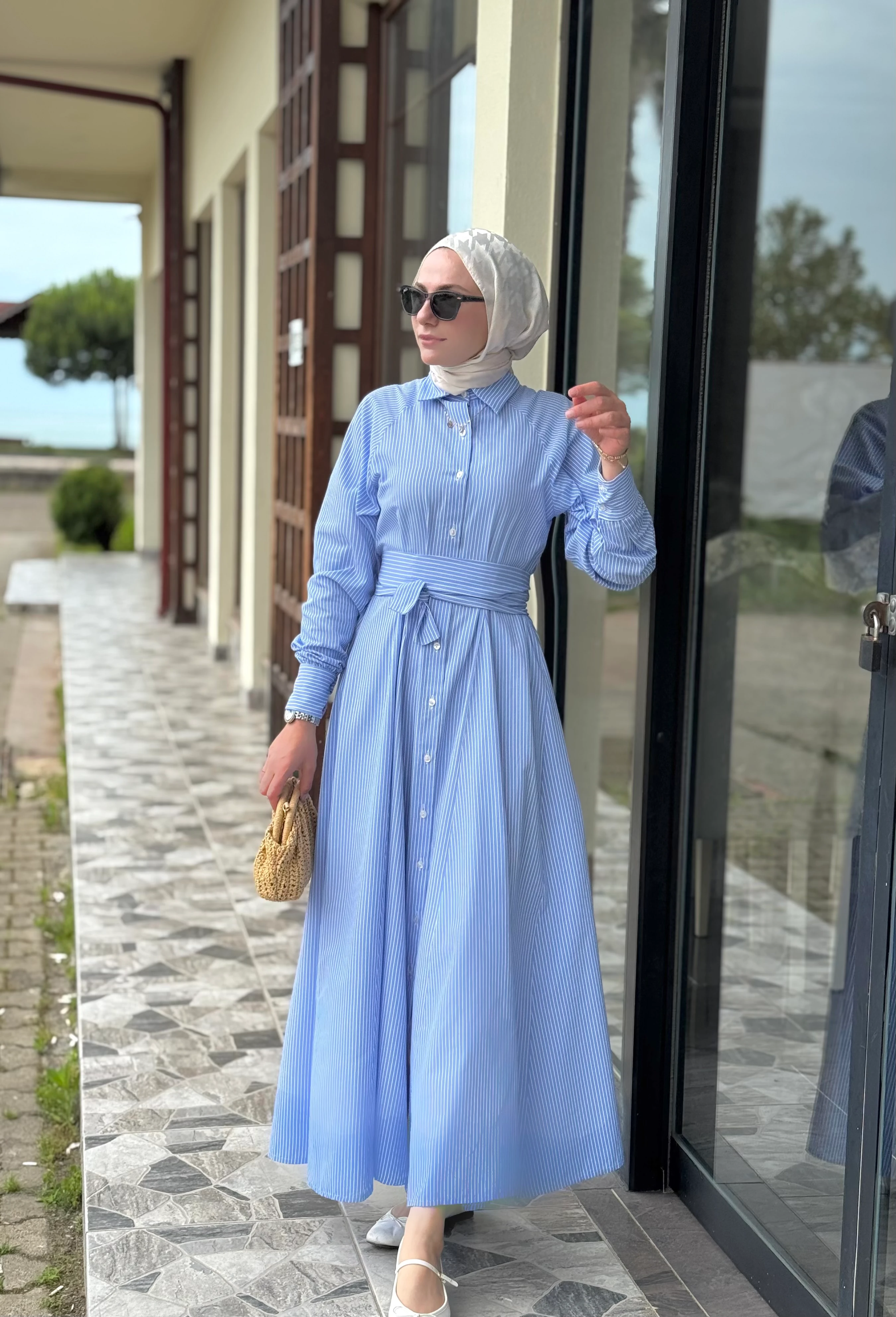Mavi Gömlek Elbise