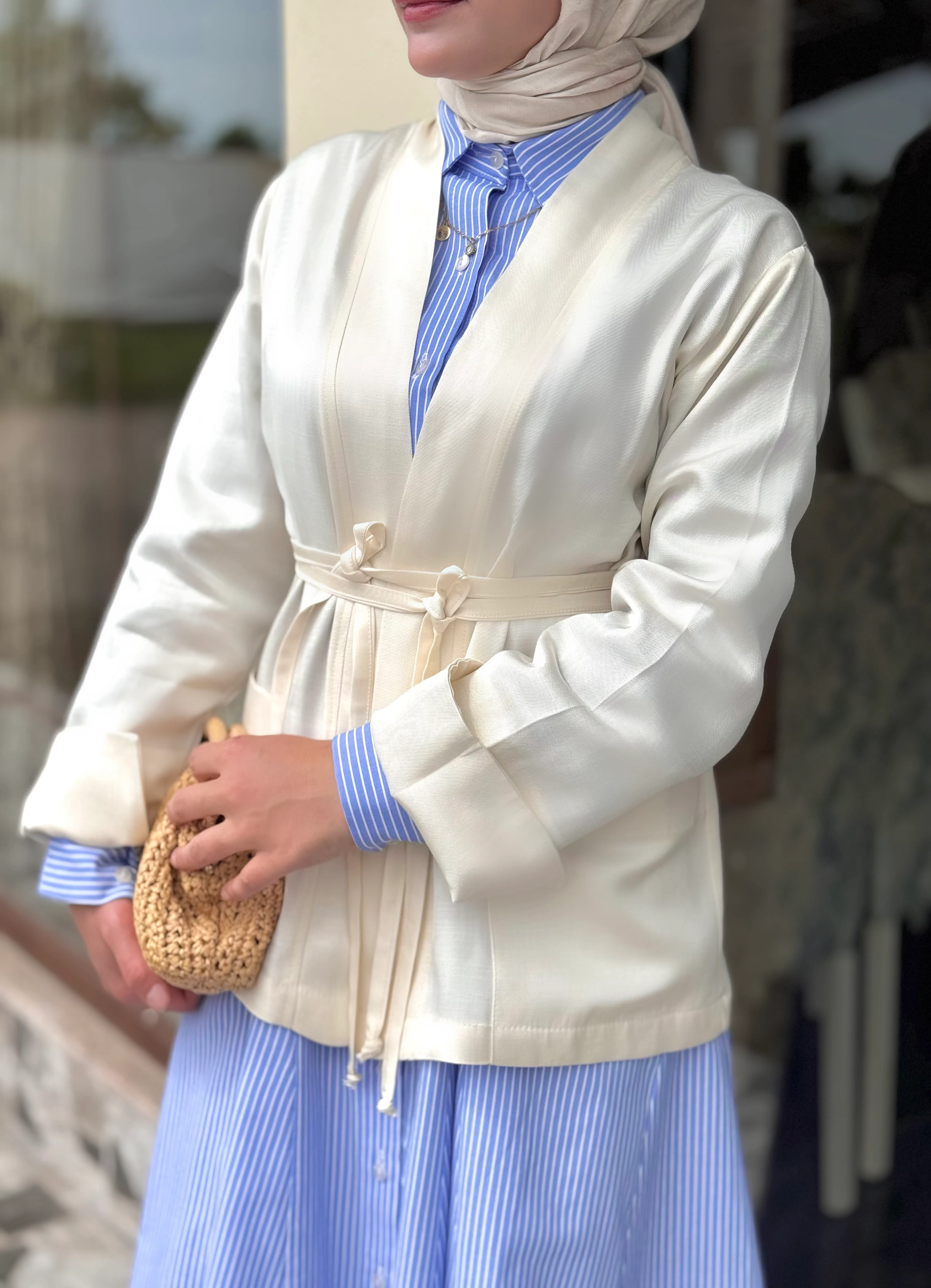 Lilyum – Ekru Keten Ceket